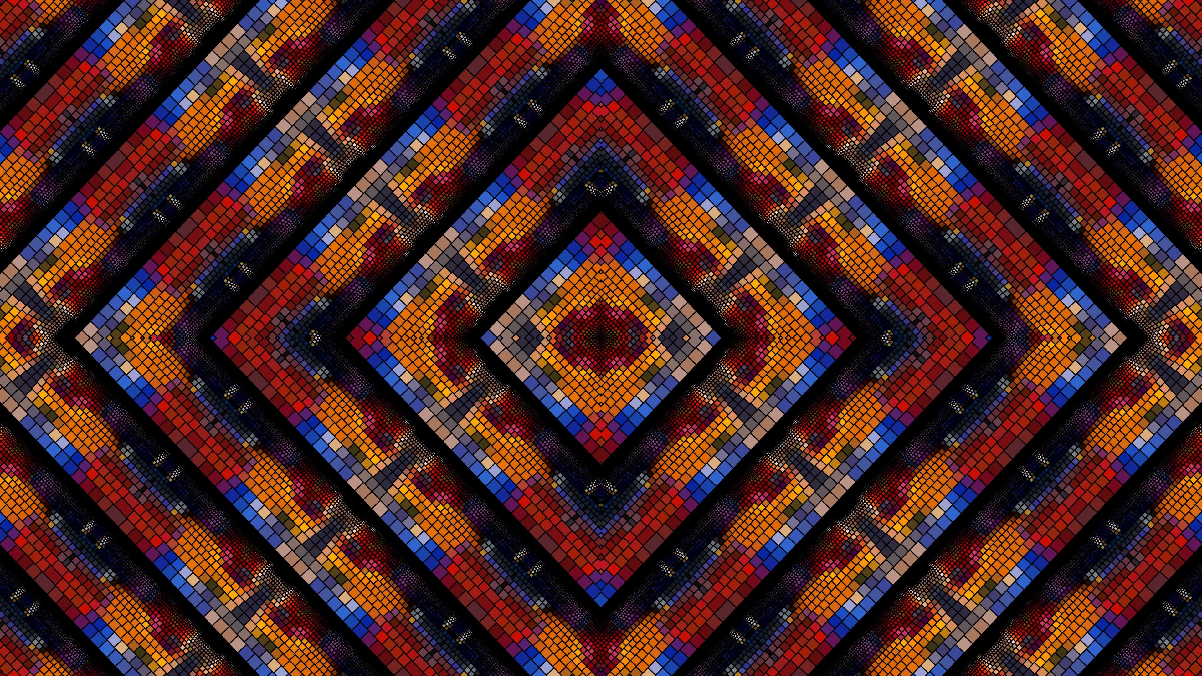 4K Abstract Mosaic Diamond Pattern HD Wallpaper