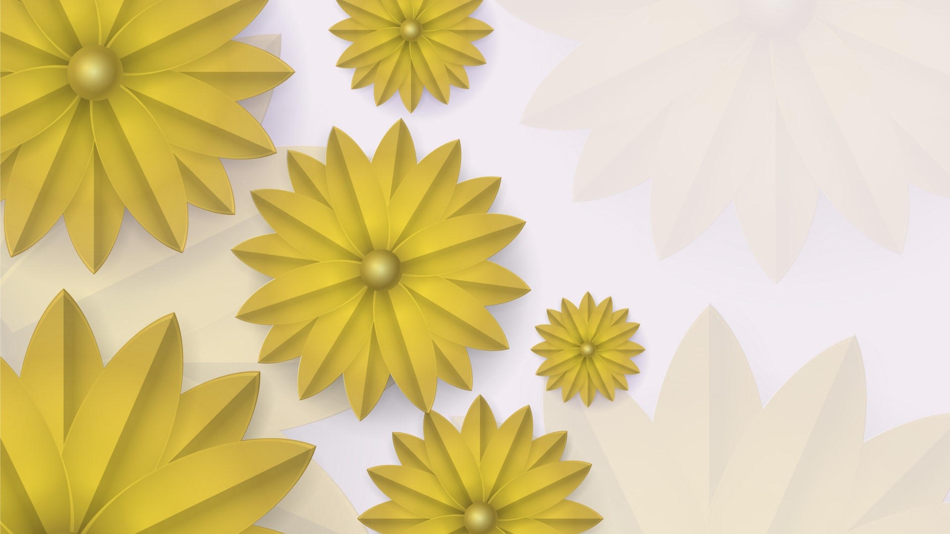 Yellow paper flowers on a light background HD Wallpaper