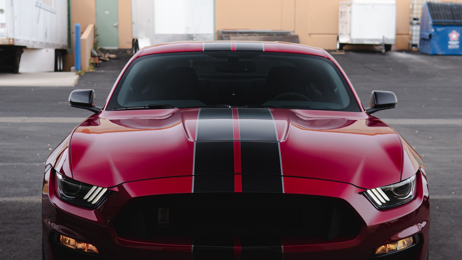 Red Ford Mustang with Black Stripes HD Wallpaper