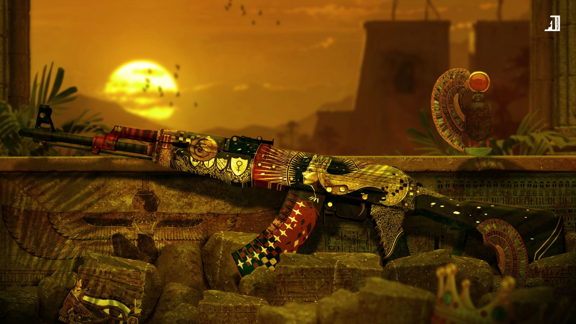 AK-47 Asiimov CS:GO skin HD Wallpaper