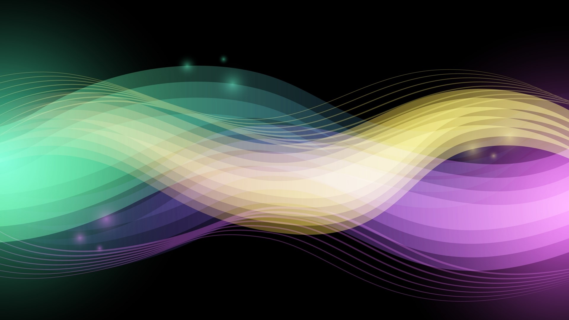 Abstract waves of color on a black background HD Wallpaper