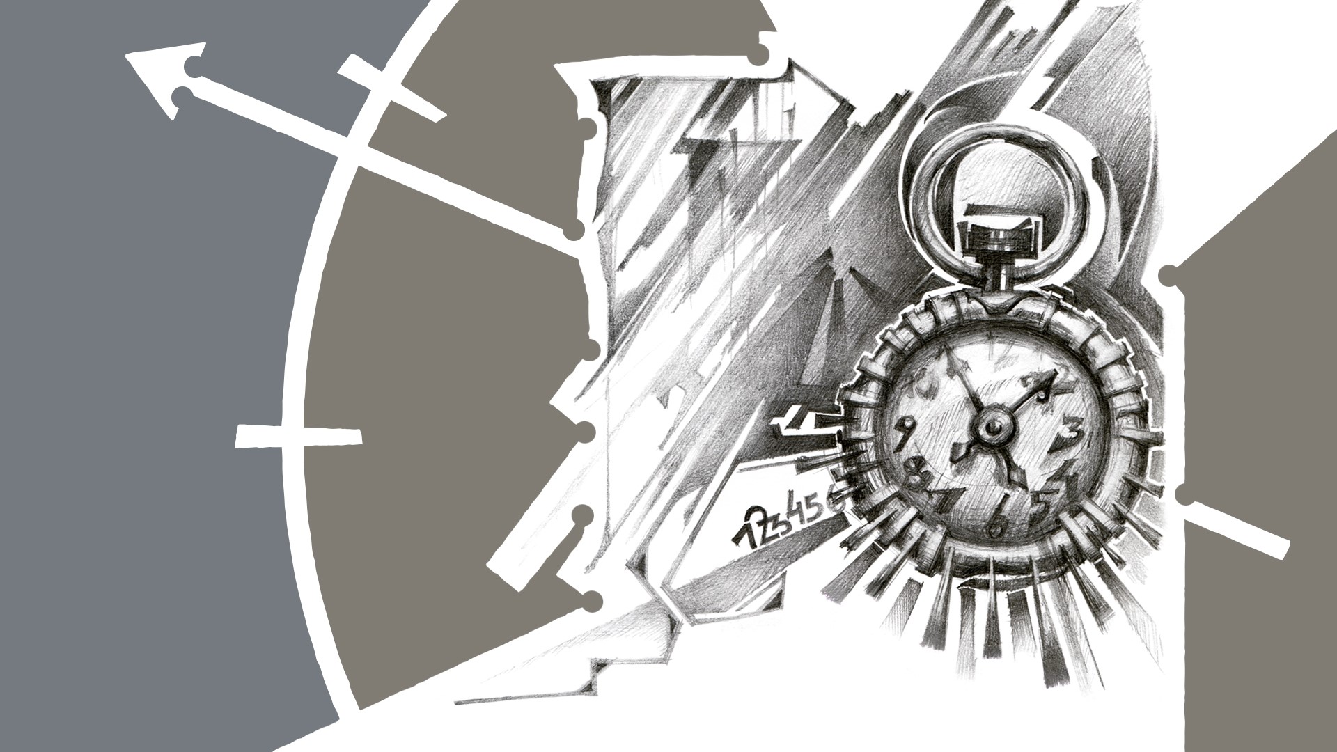 Abstract clock with gears and arrows HD Wallpaper