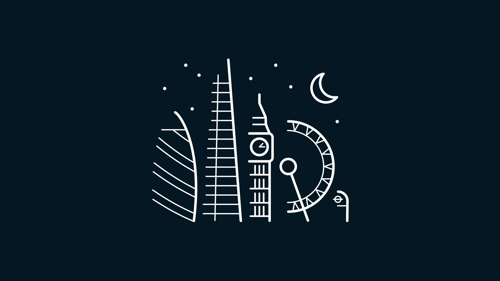 Minimalist London skyline with moon and stars HD Wallpaper