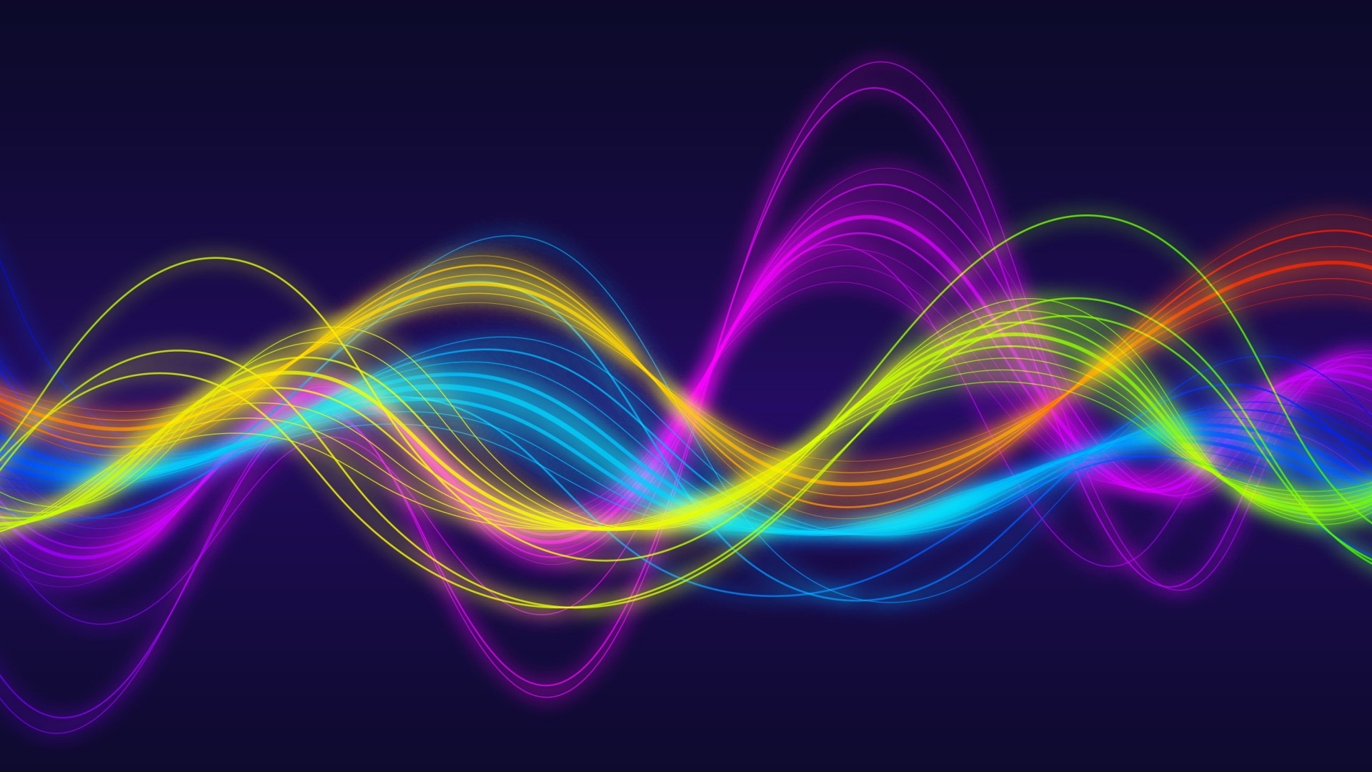 Abstract colorful light waves on dark background HD Wallpaper