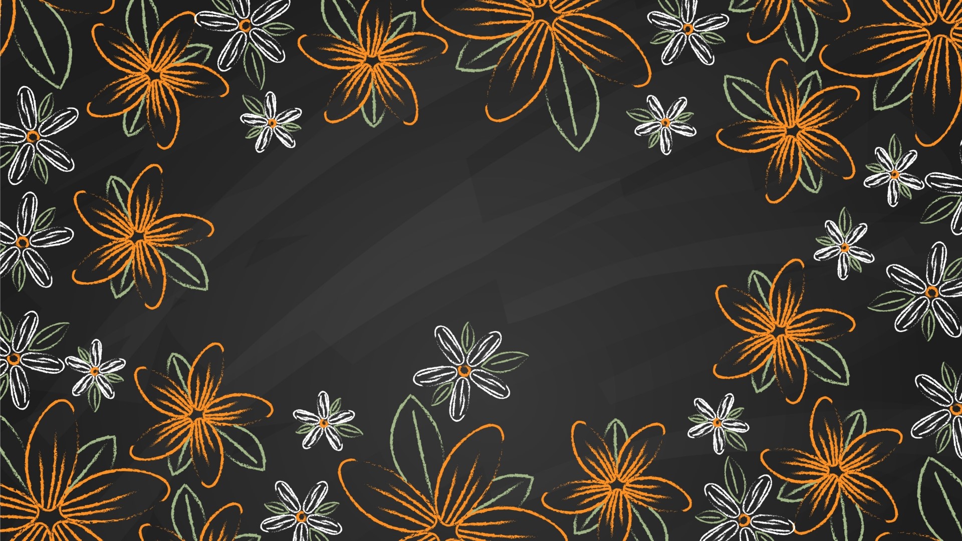 Chalk Flowers on a Blackboard HD Wallpaper