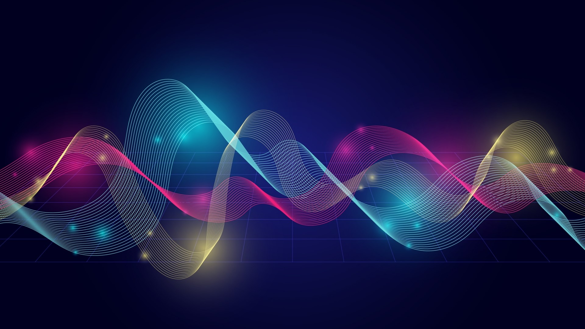 Abstract colorful sound waves on a dark background HD Wallpaper