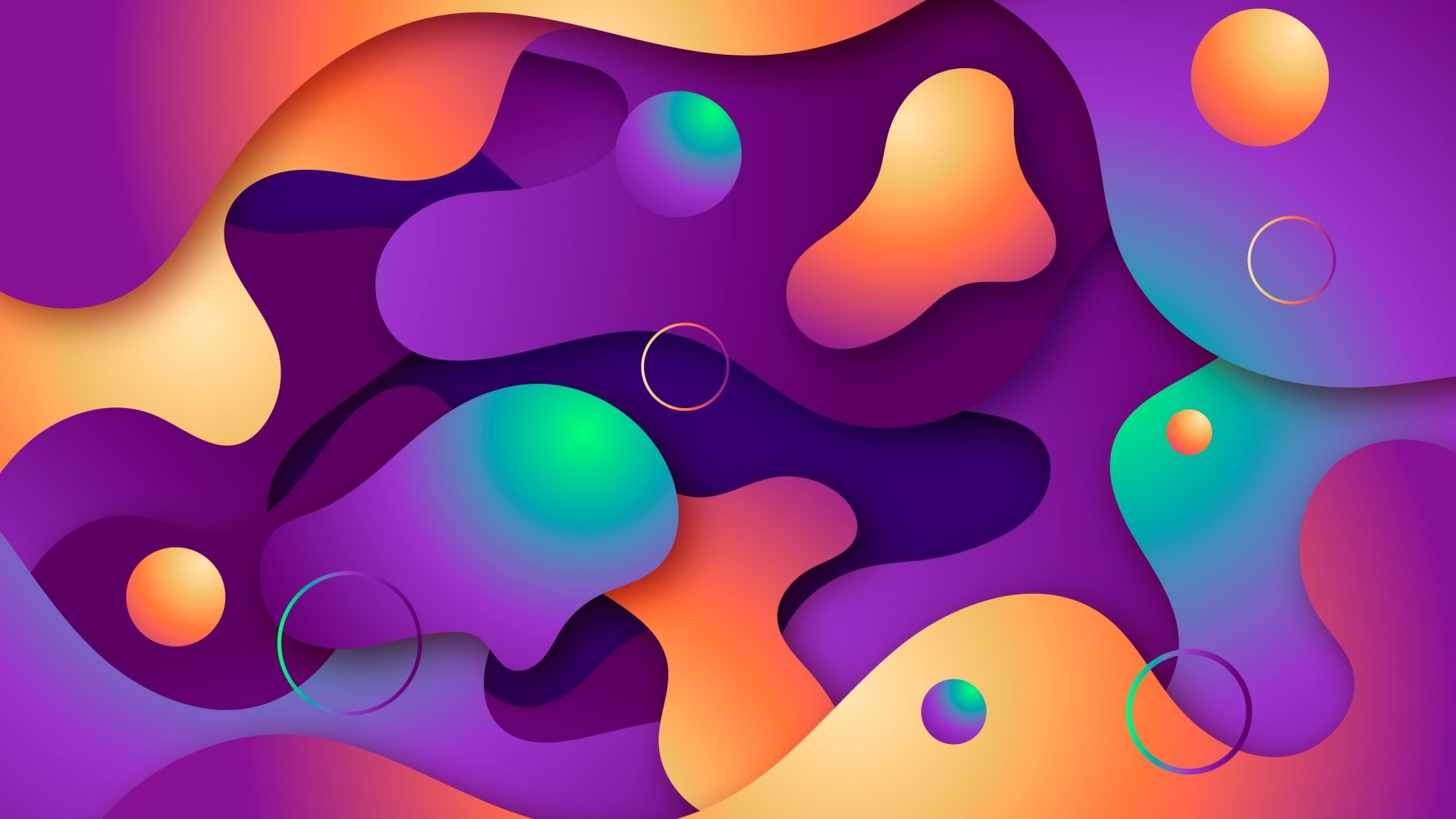 Abstract 3D fluid shapes with gradients HD Wallpaper