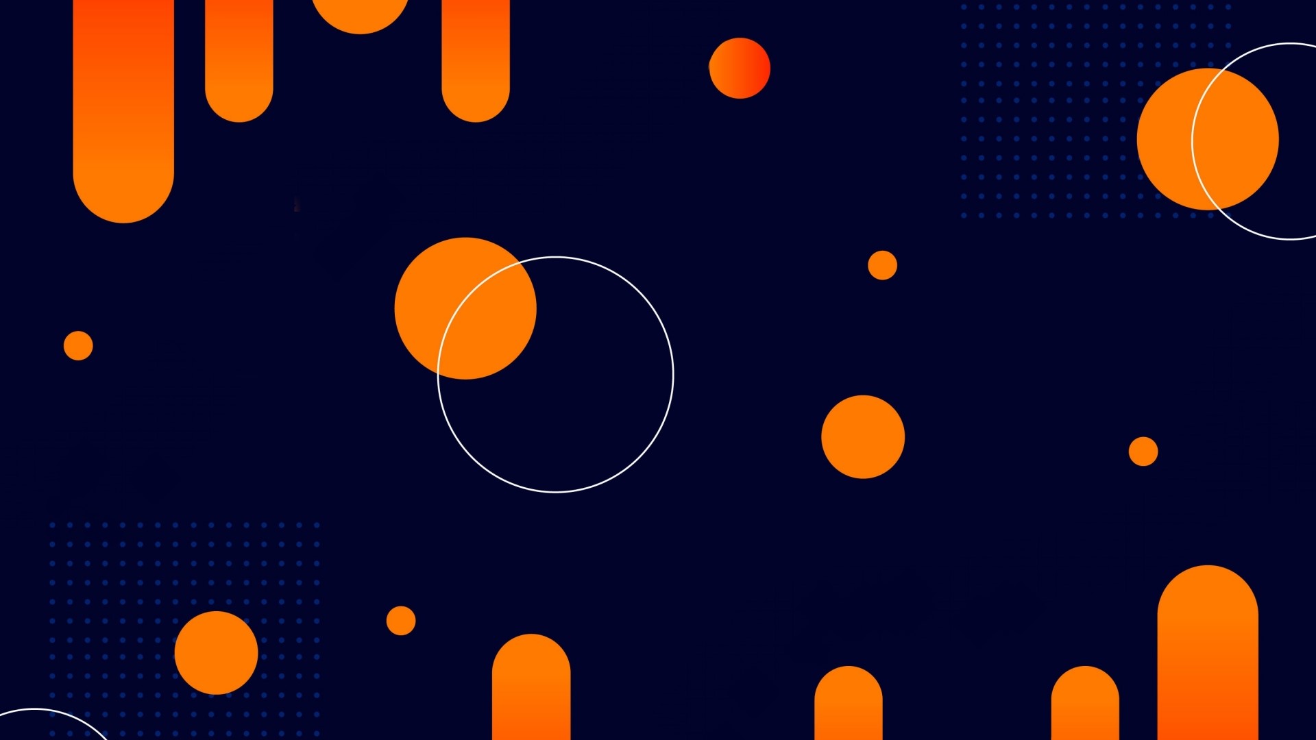Orange and white abstract shapes on dark blue background HD Wallpaper