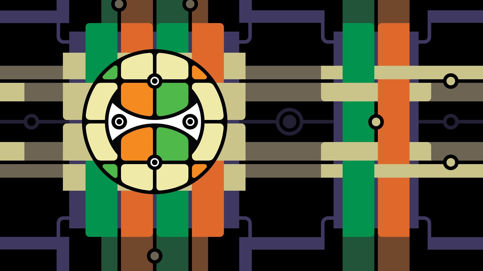 Abstract geometric pattern with circular emblem HD Wallpaper