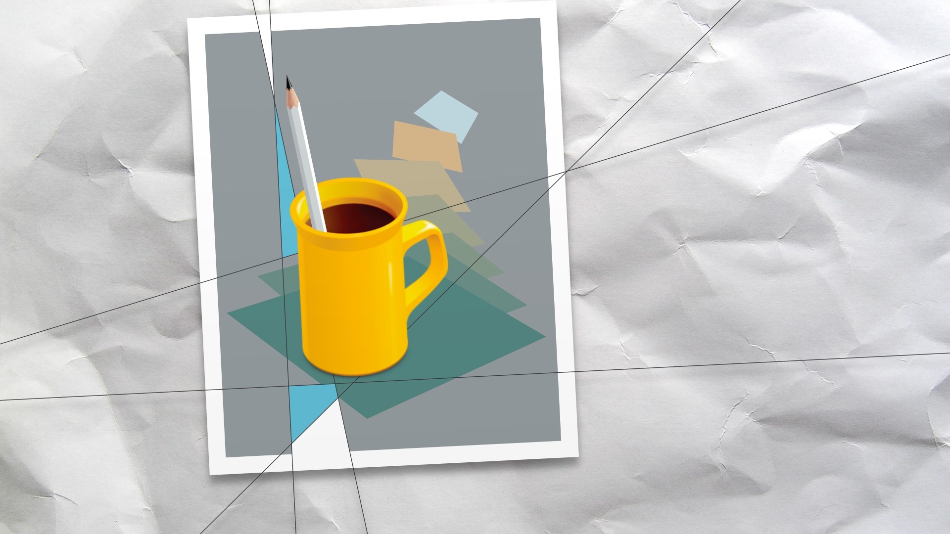 Pencil in a yellow mug with coffee HD Wallpaper