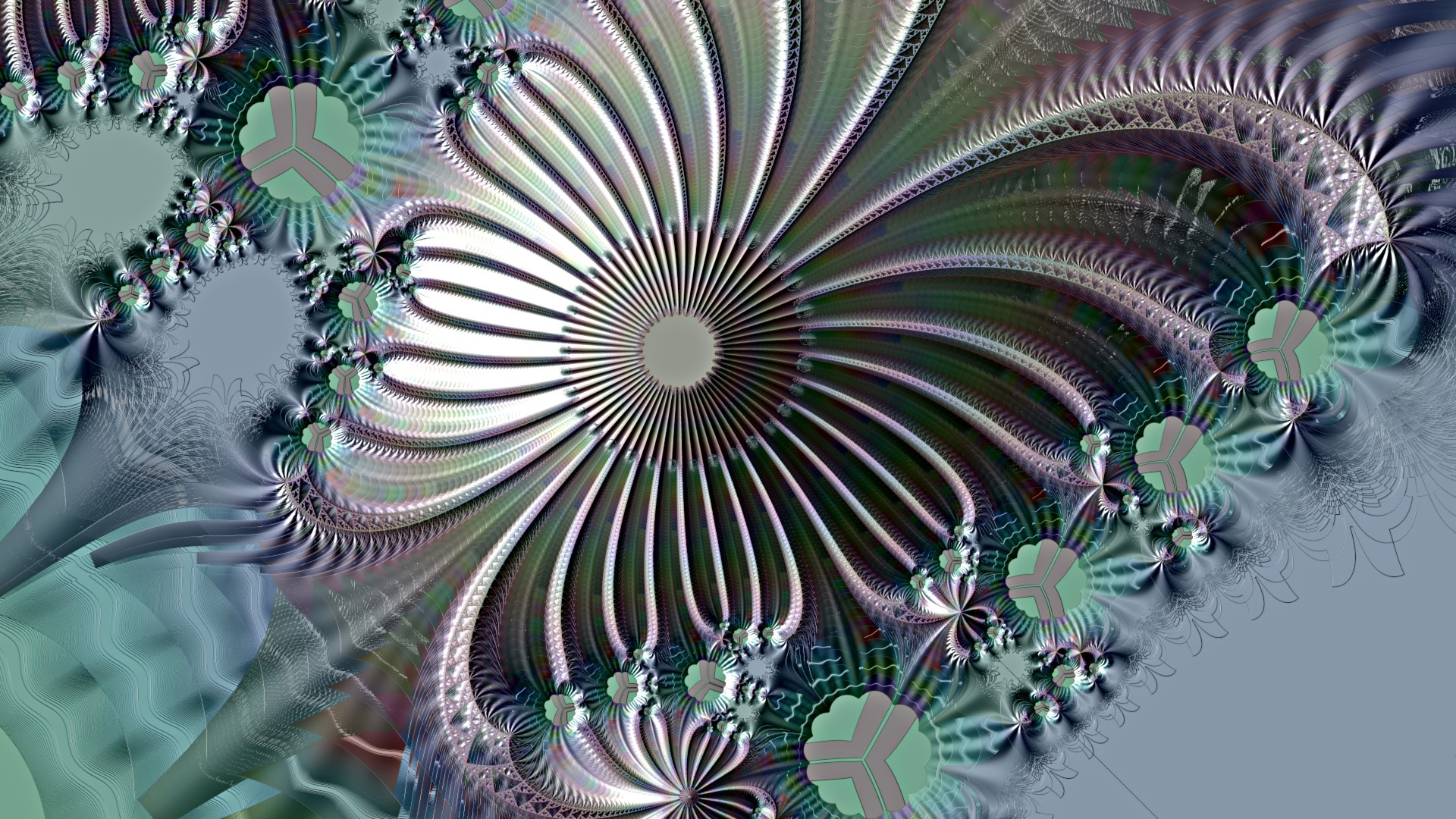 Abstract fractal pattern with metallic and iridescent colors HD Wallpaper