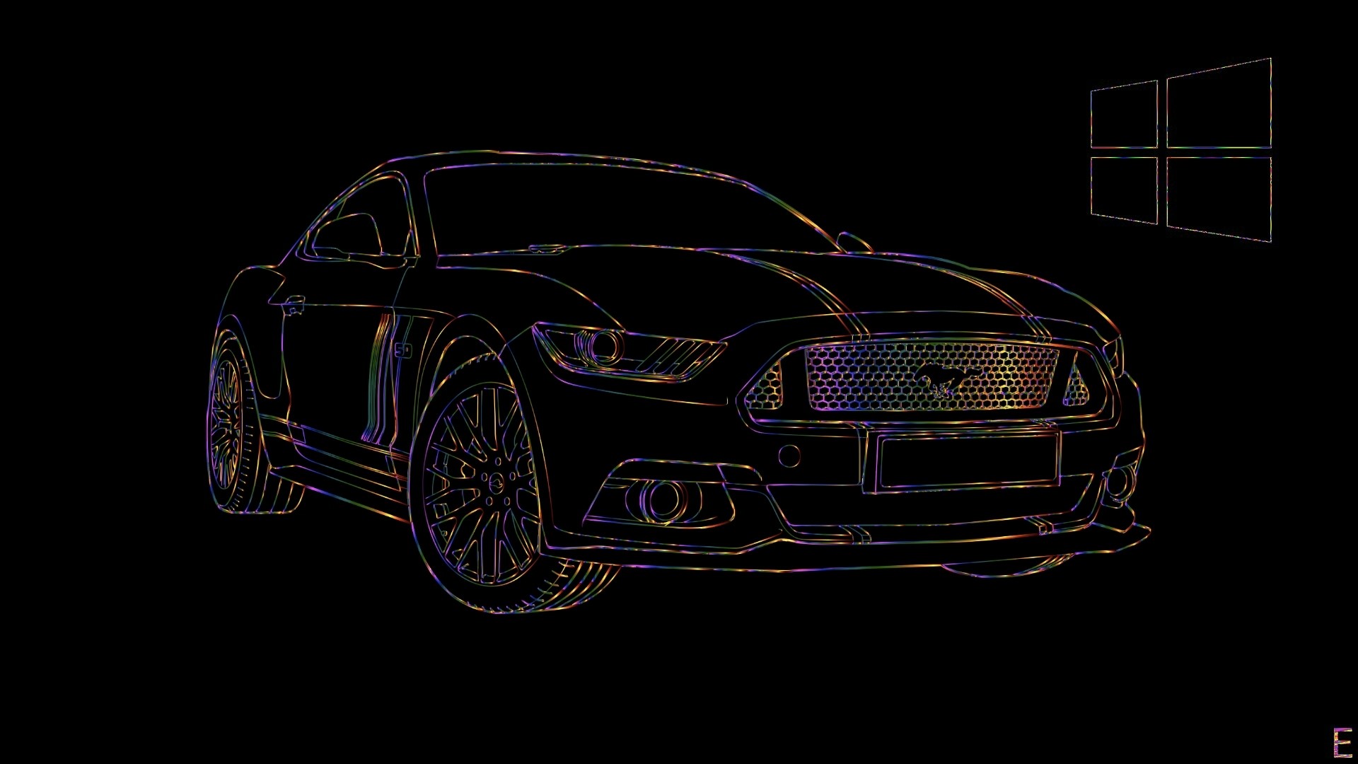Ford Mustang outline with Windows logo HD Wallpaper