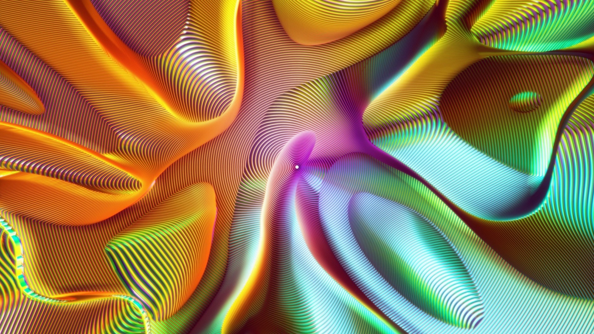 Abstract 3D iridescent wavy surface HD Wallpaper