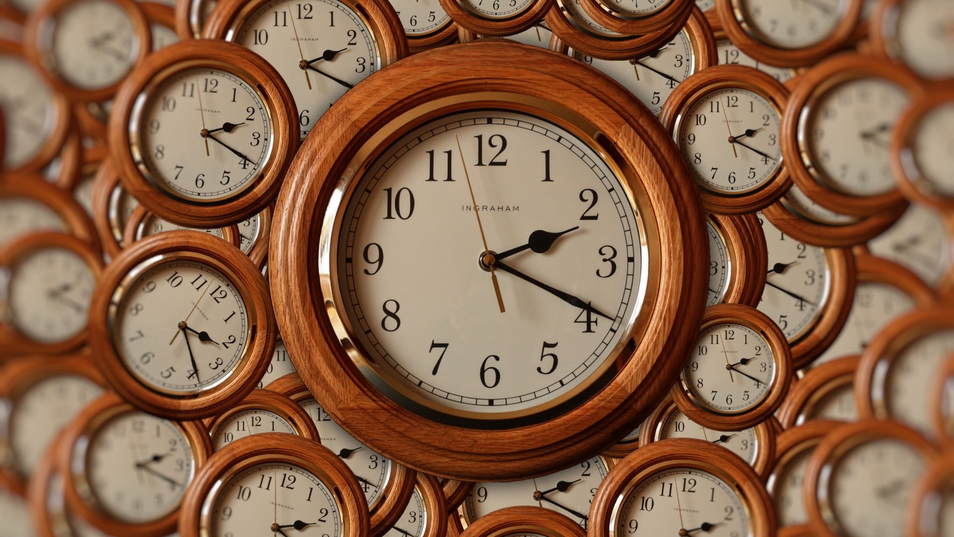 Wall of Ingraham Clocks HD Wallpaper