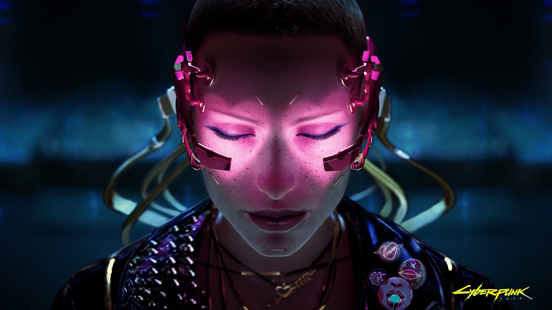Female character with cybernetic implants in Cyberpunk 2077 HD Wallpaper