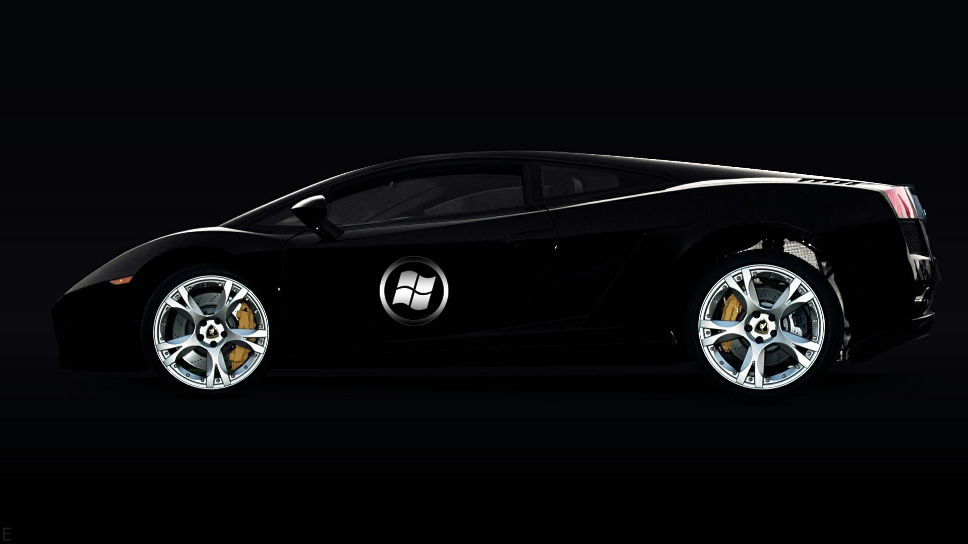 Black Lamborghini with Windows Logo HD Wallpaper