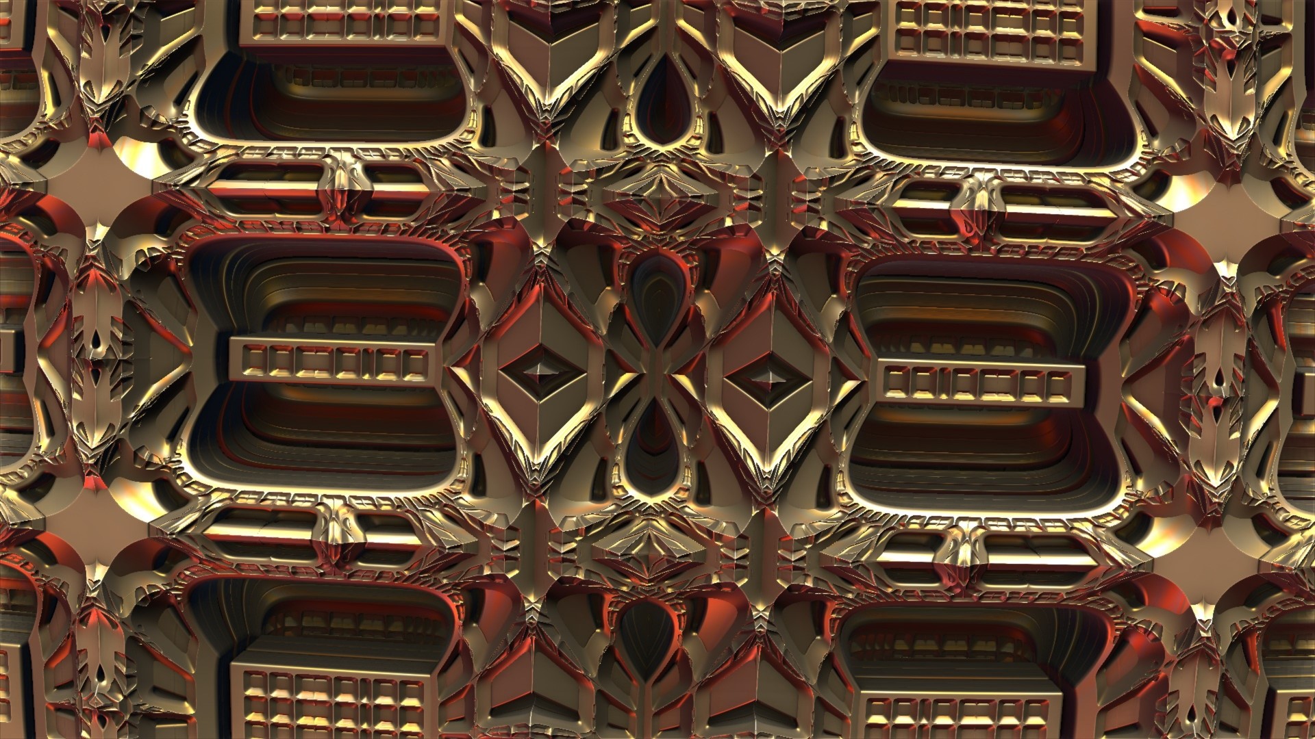 3D fractal abstract metallic structure HD Wallpaper