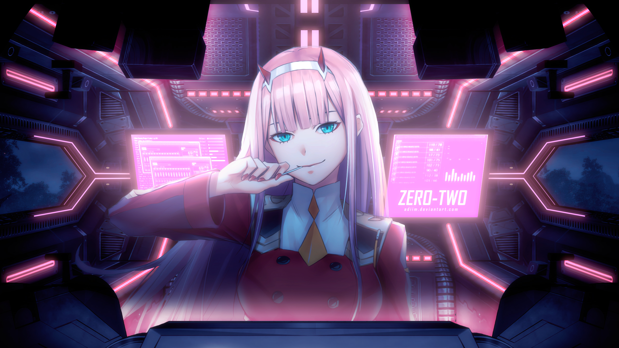 Zero Two in a cockpit HD Wallpaper