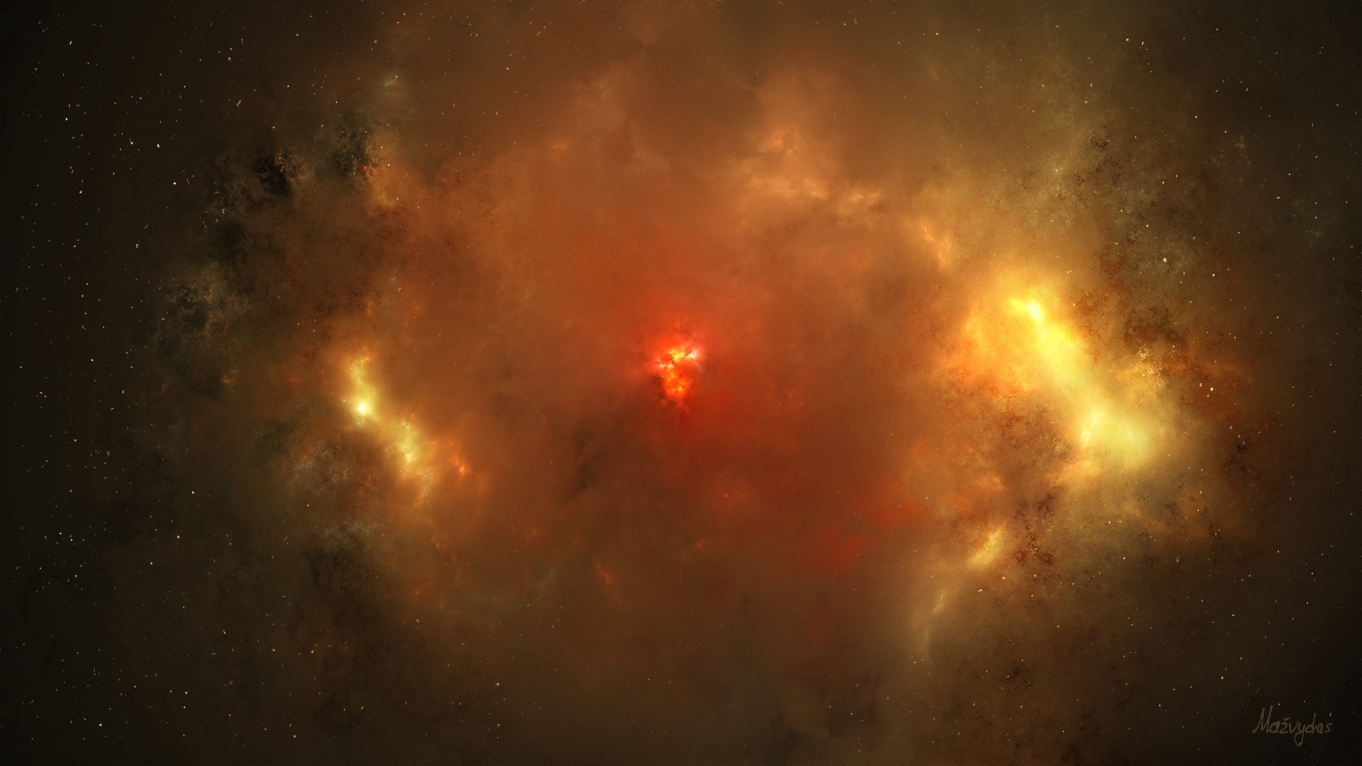 Nebula with bright star cluster HD Wallpaper
