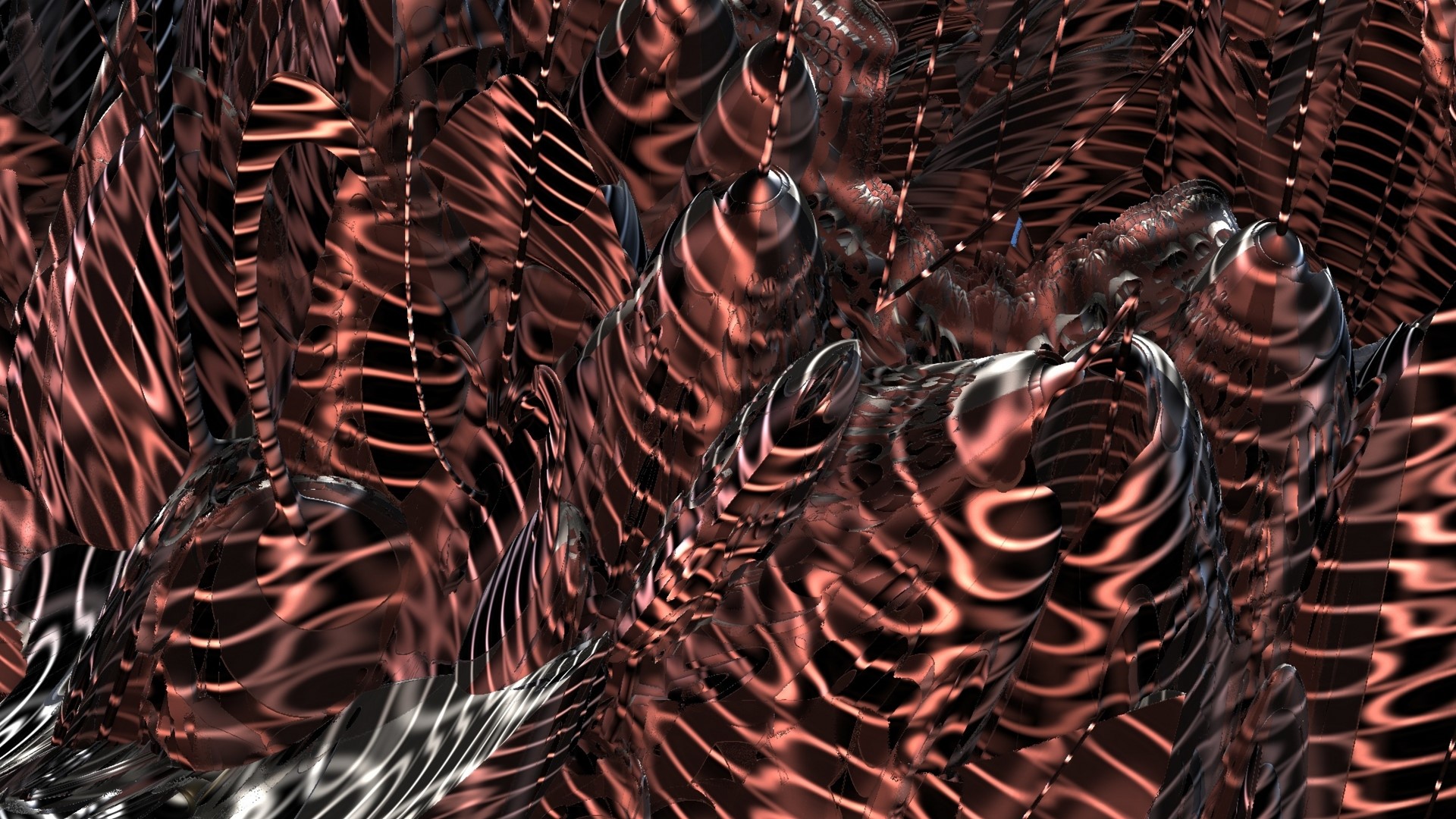 3D abstract fractal metallic forms HD Wallpaper