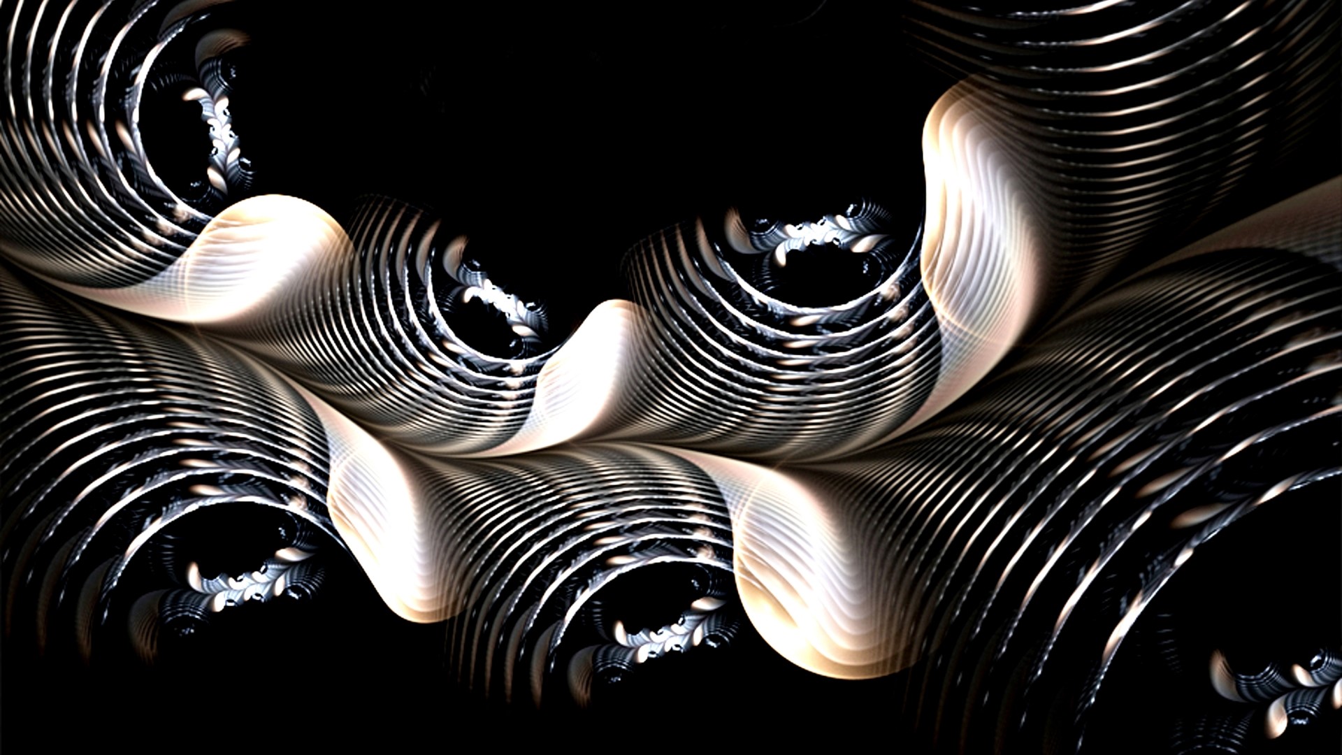 Abstract fractal pattern with metallic curves HD Wallpaper