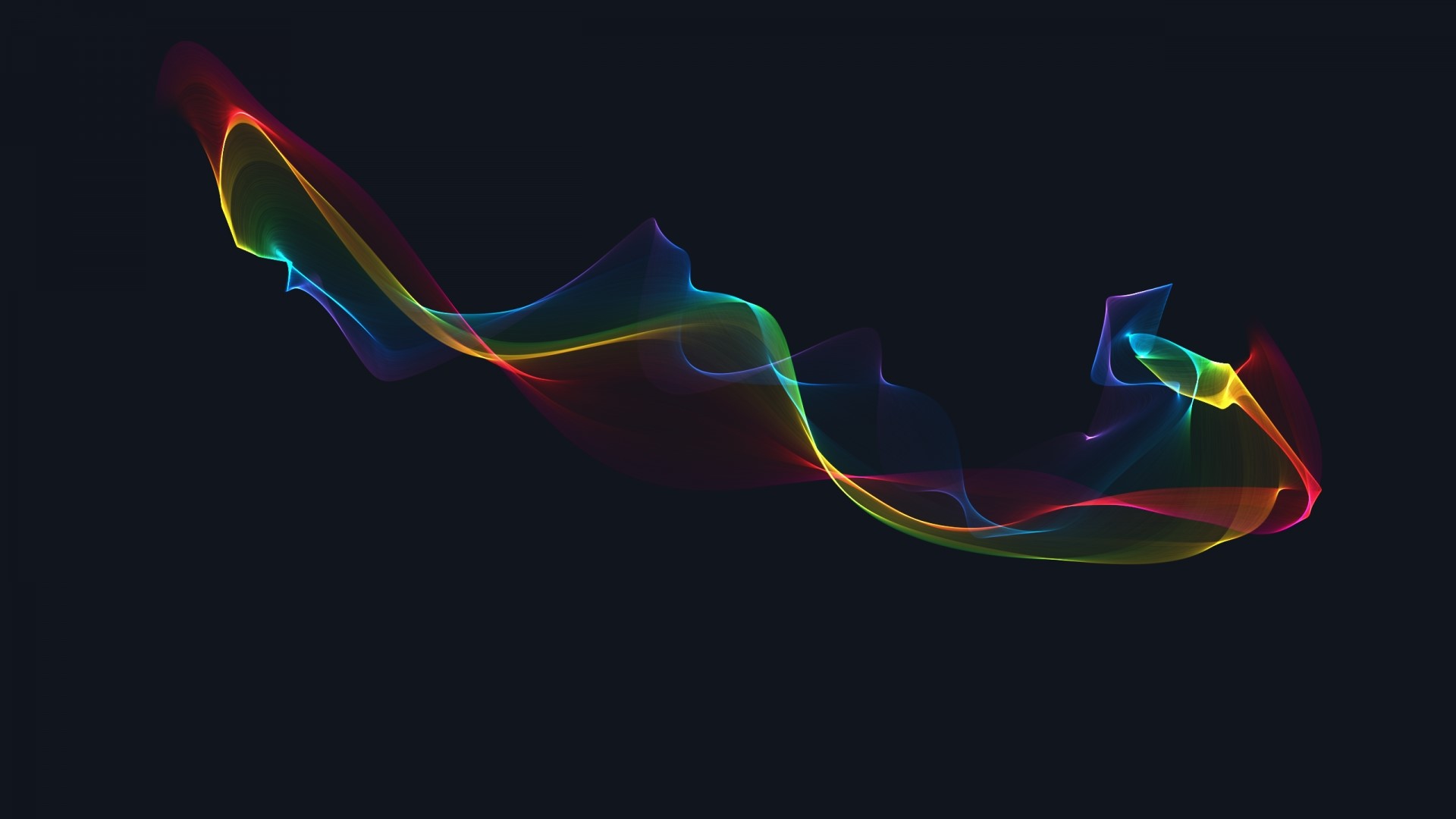 Abstract rainbow wave on dark background HD Wallpaper