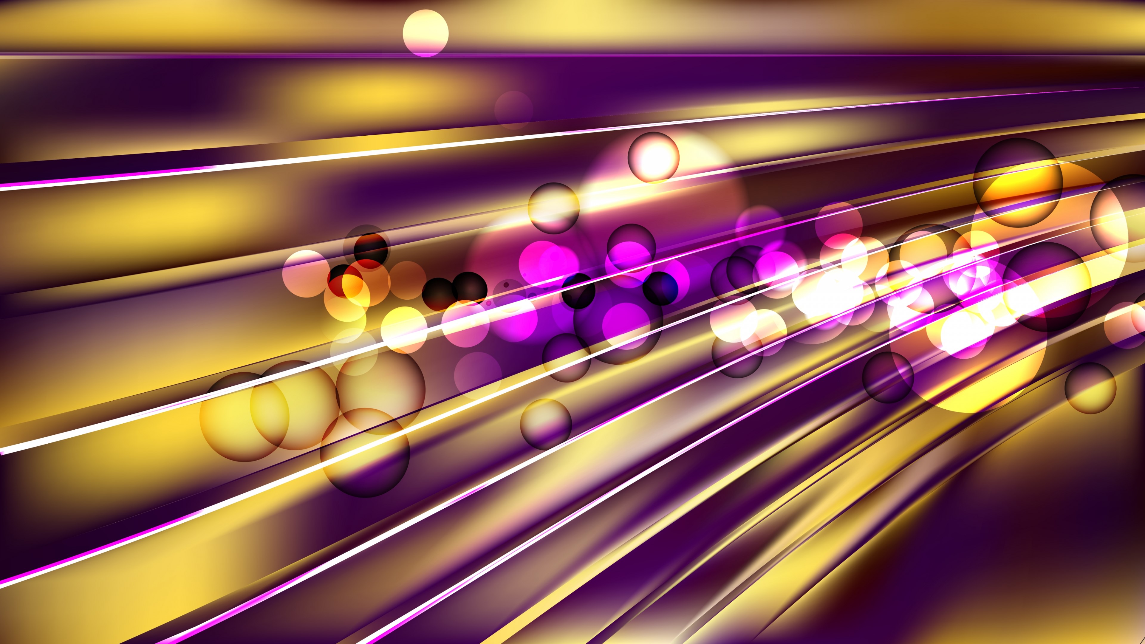 4K Abstract Purple and Gold Streaks with Bokeh HD Wallpaper
