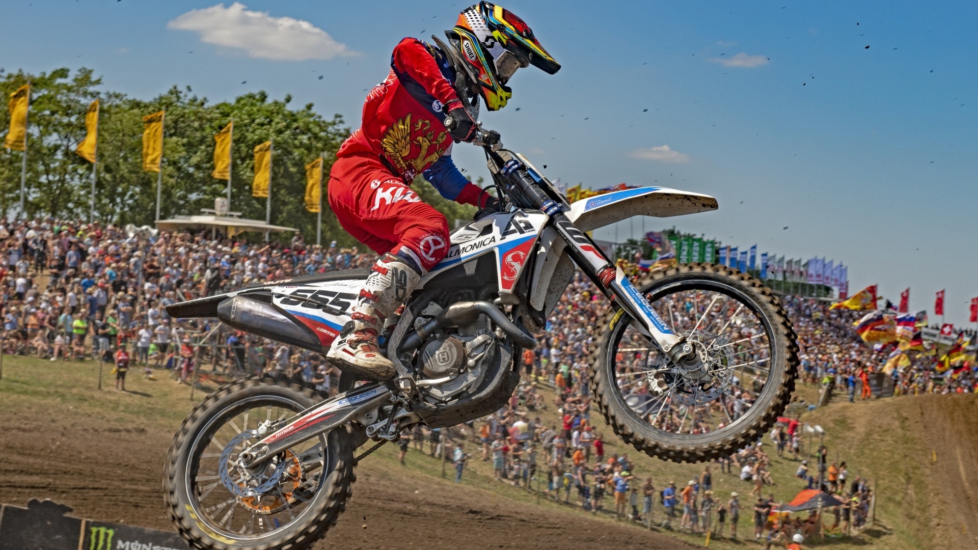 Motocross rider 555 in action at MXGP HD Wallpaper