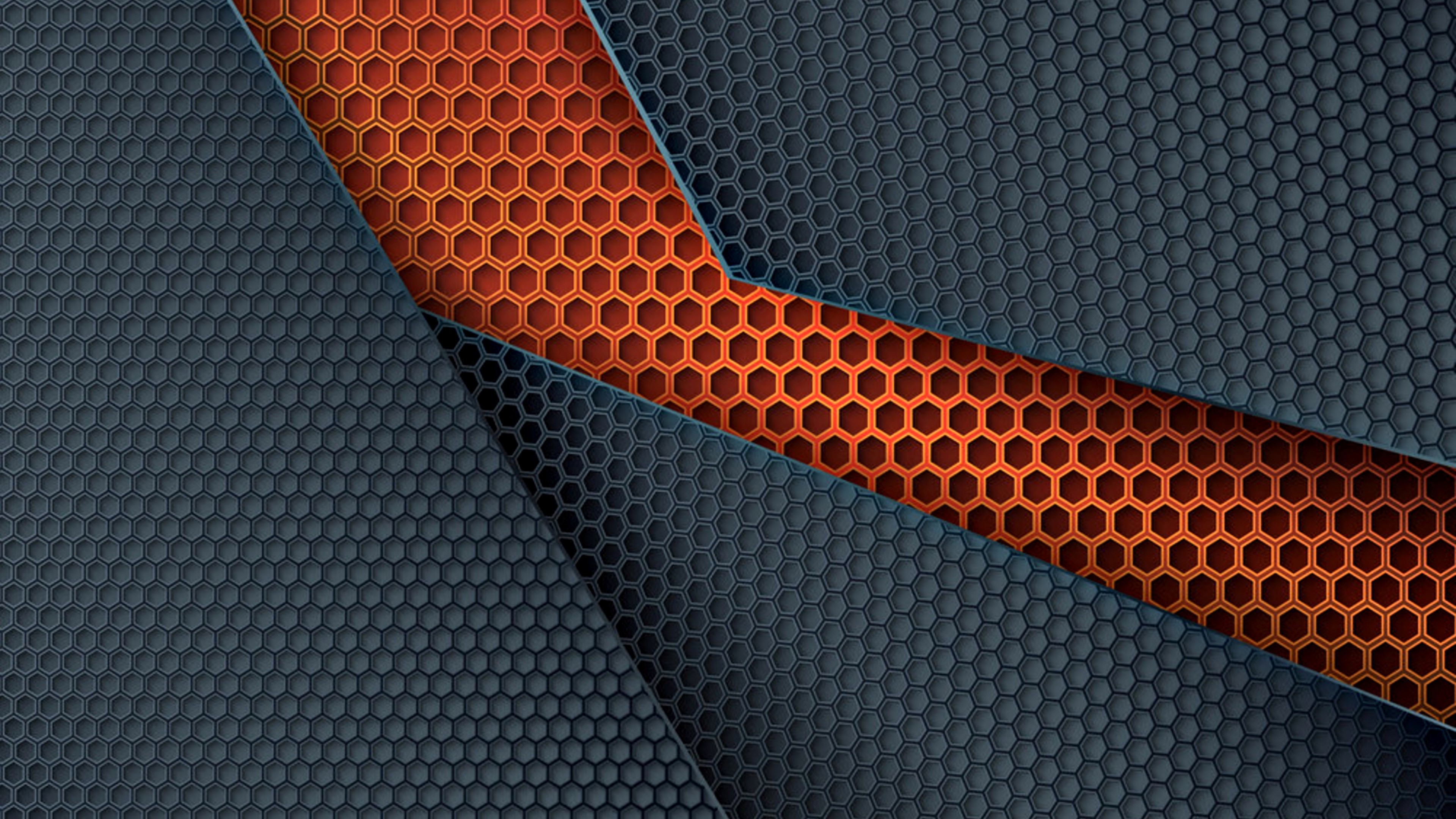 4K Abstract Hexagonal Pattern with Orange and Gray Tones HD Wallpaper