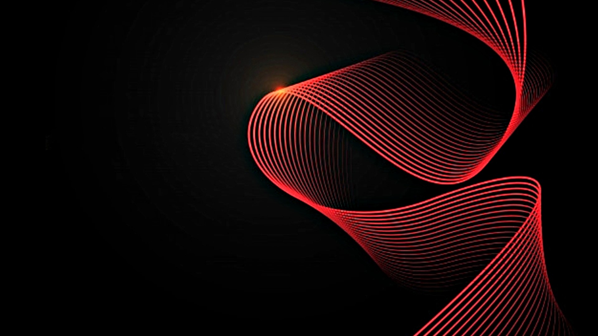 Red abstract wavy lines on black background HD Wallpaper