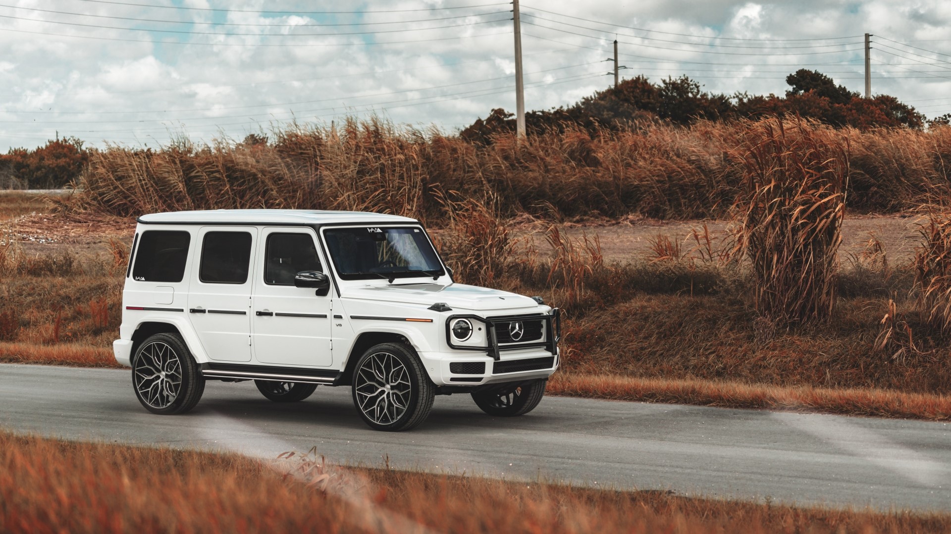 White Mercedes-Benz G-Class on a Road HD Wallpaper