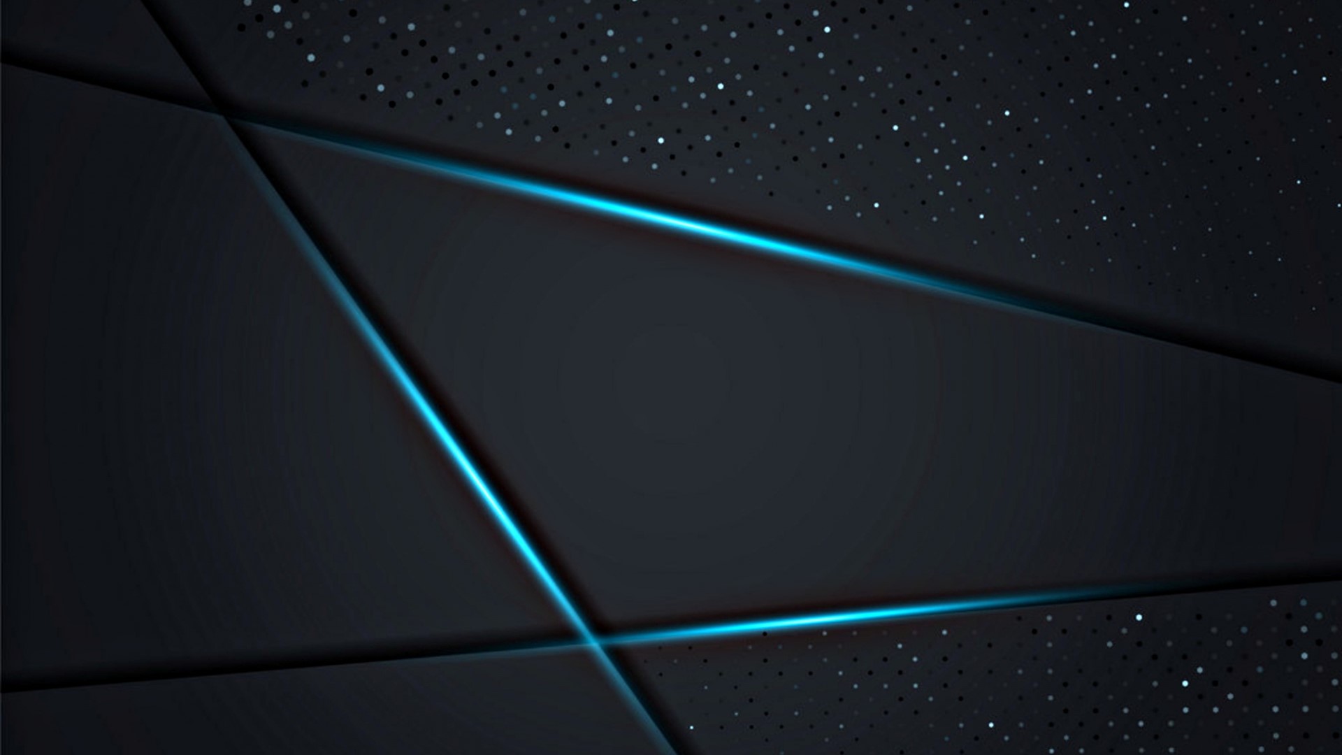 Dark abstract background with blue neon lines and dots HD Wallpaper
