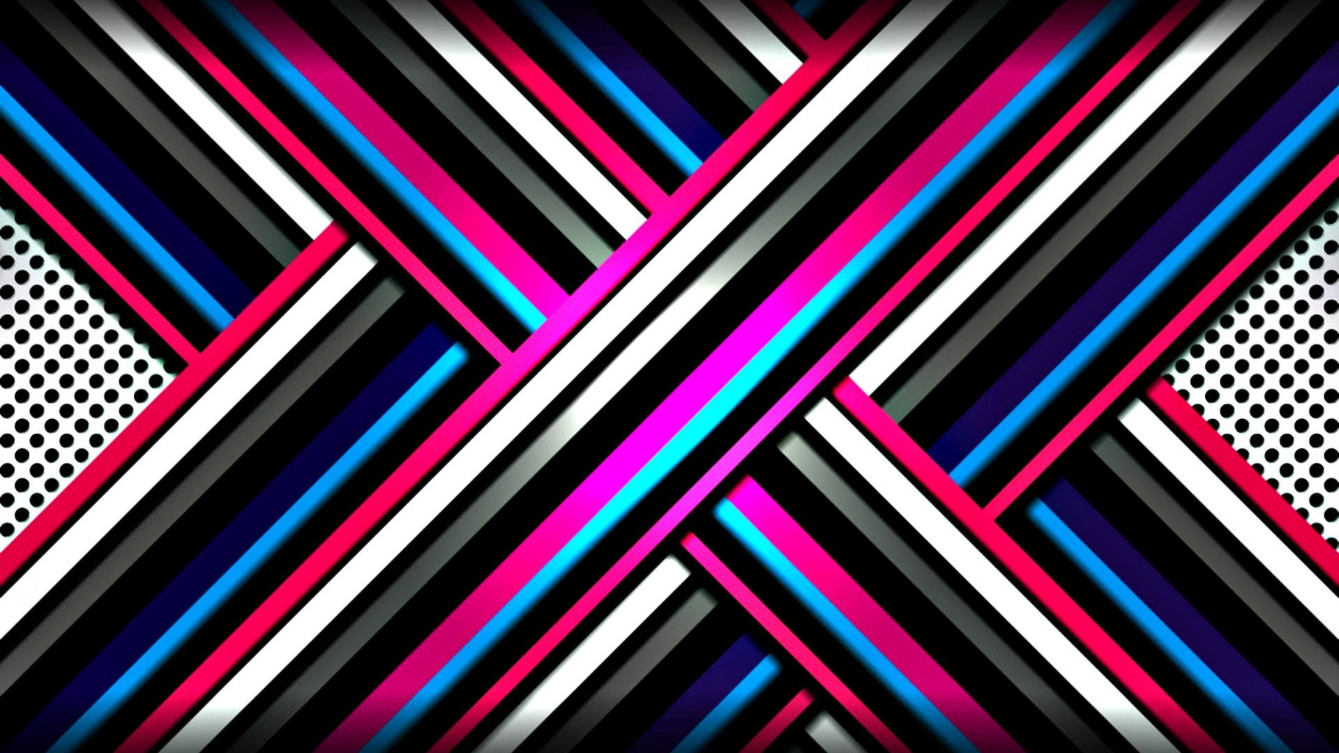 Abstract geometric pattern with diagonal stripes and polka dots HD Wallpaper