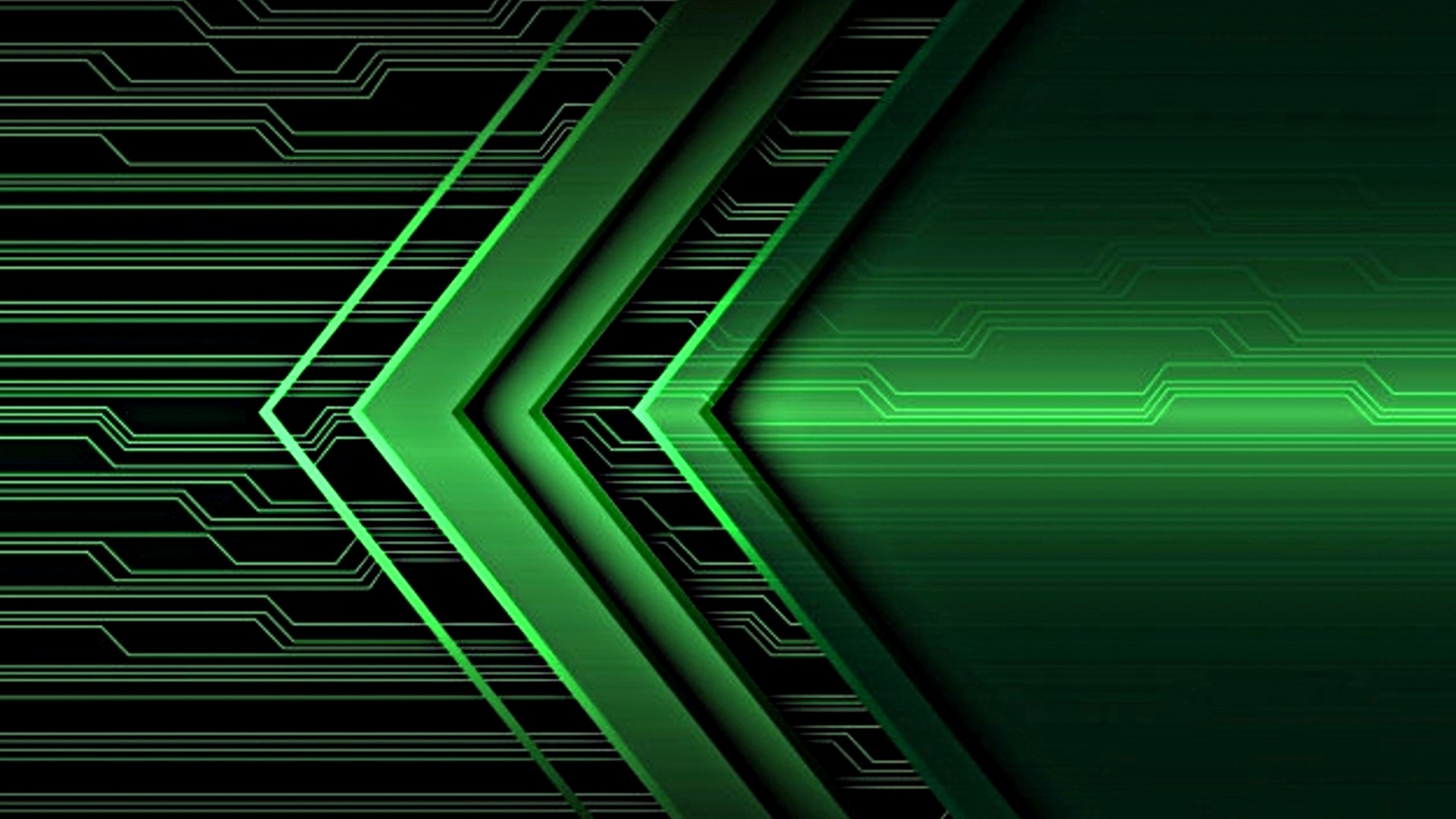 Green Circuit Board Arrows Abstract HD Wallpaper
