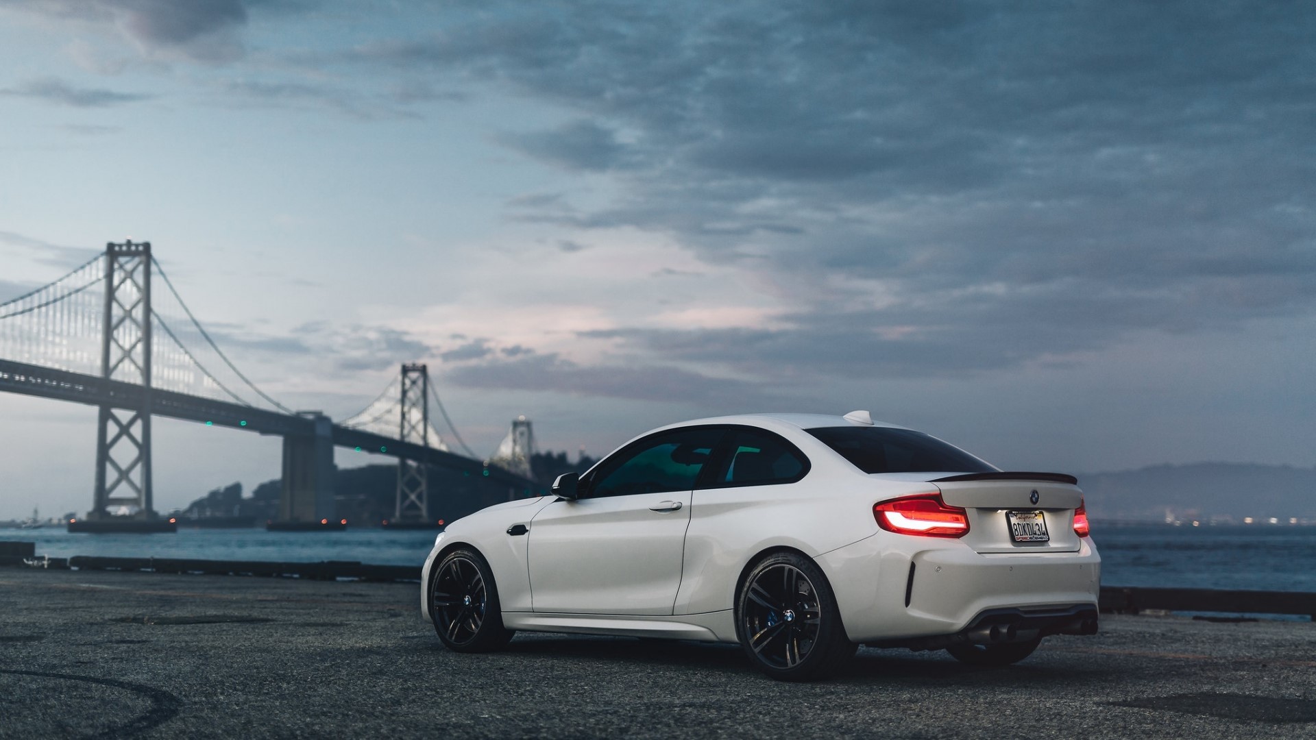 White BMW M2 Coupe by Bay Bridge HD Wallpaper