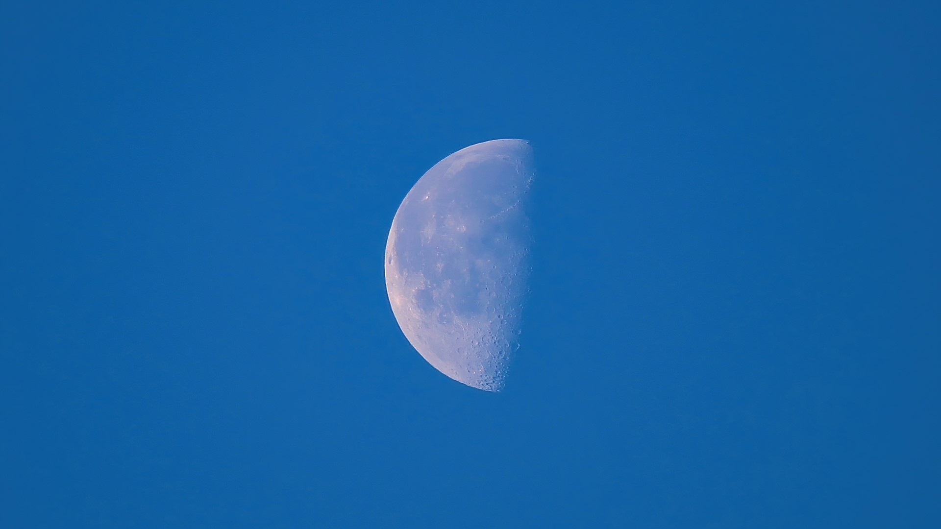 Half Moon in Blue Sky HD Wallpaper