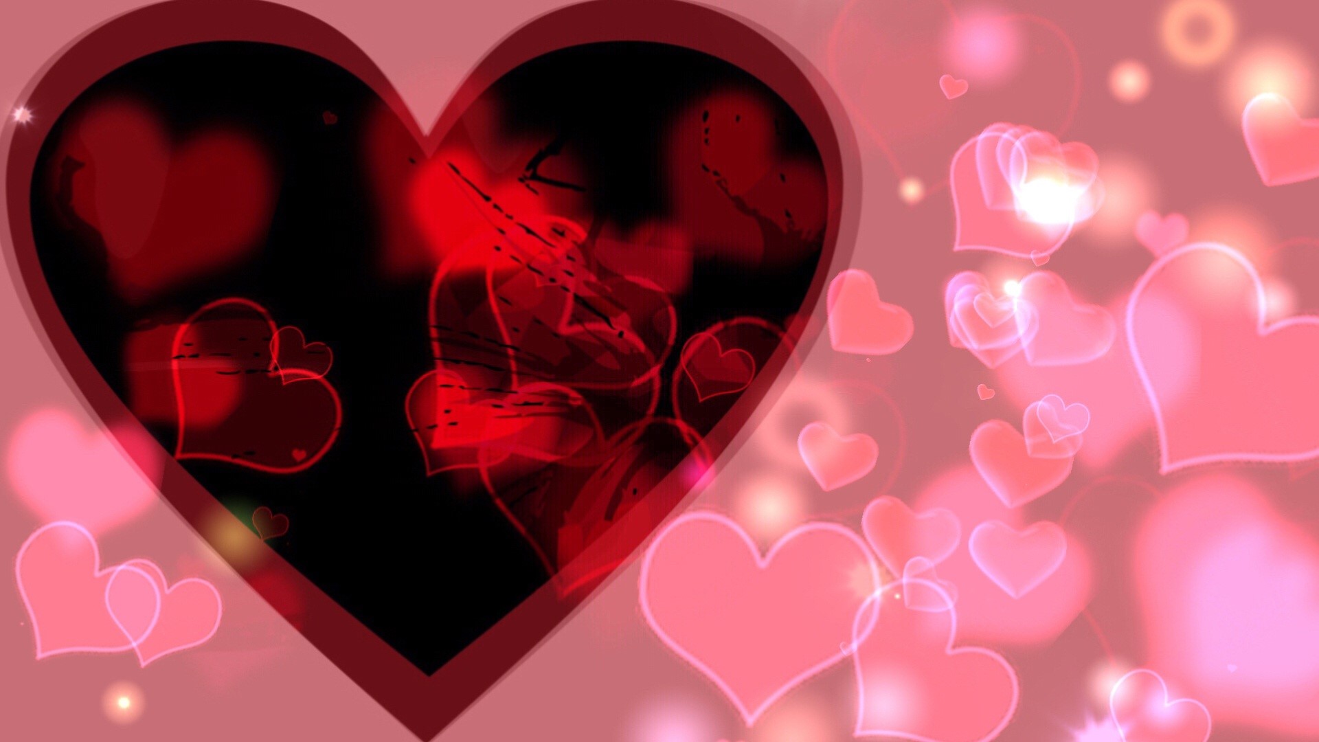 Red and pink hearts background HD Wallpaper