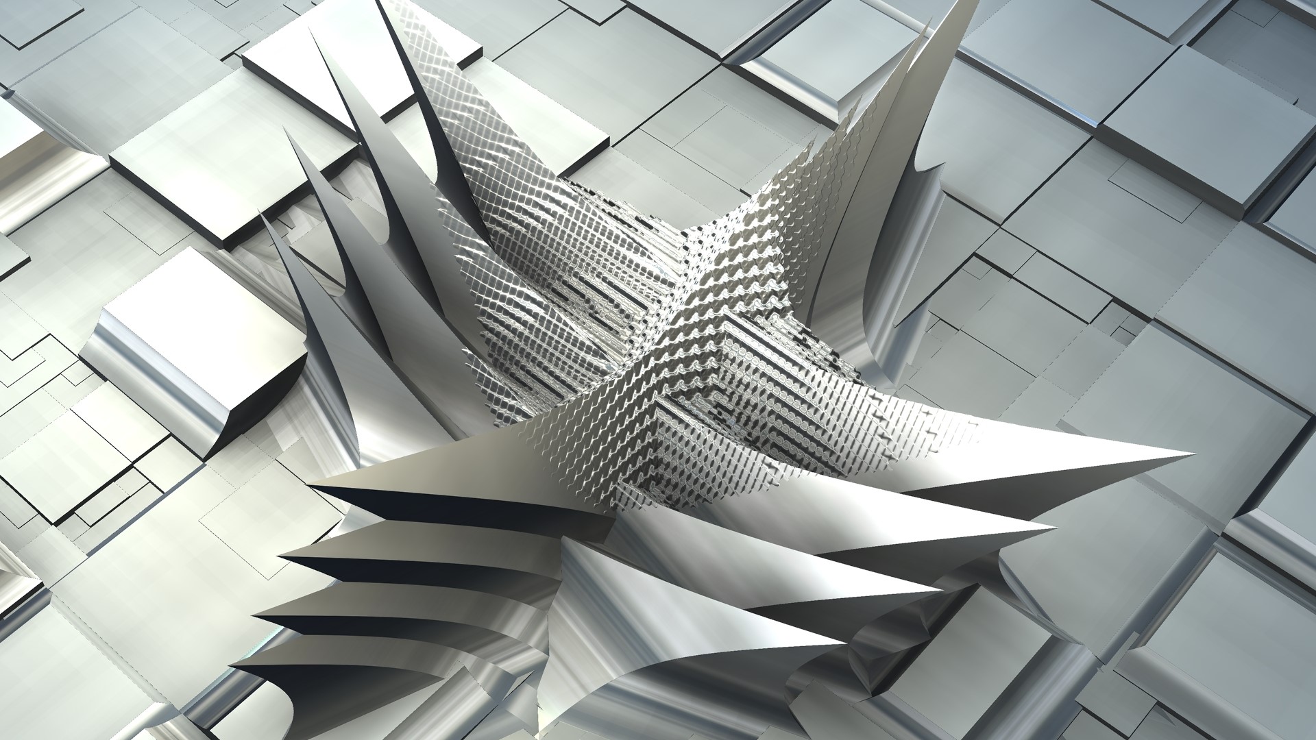 Abstract 3D metallic fractal structure HD Wallpaper