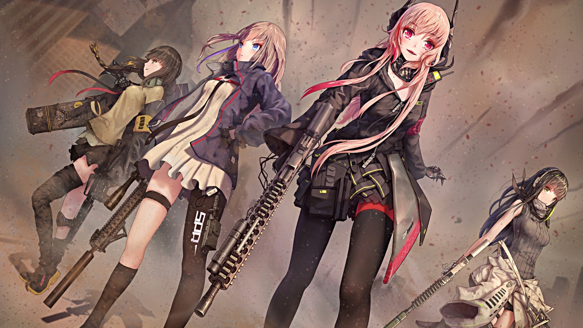 Girls Frontline characters with firearms HD Wallpaper