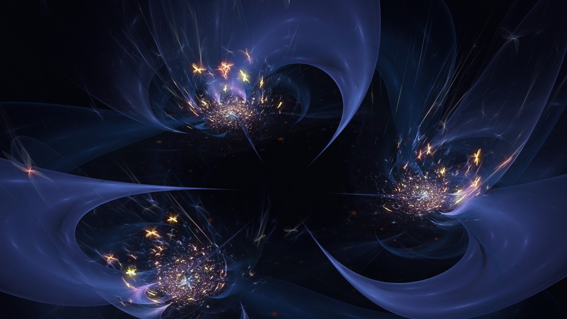 Abstract Blue and Gold Fractal Art HD Wallpaper