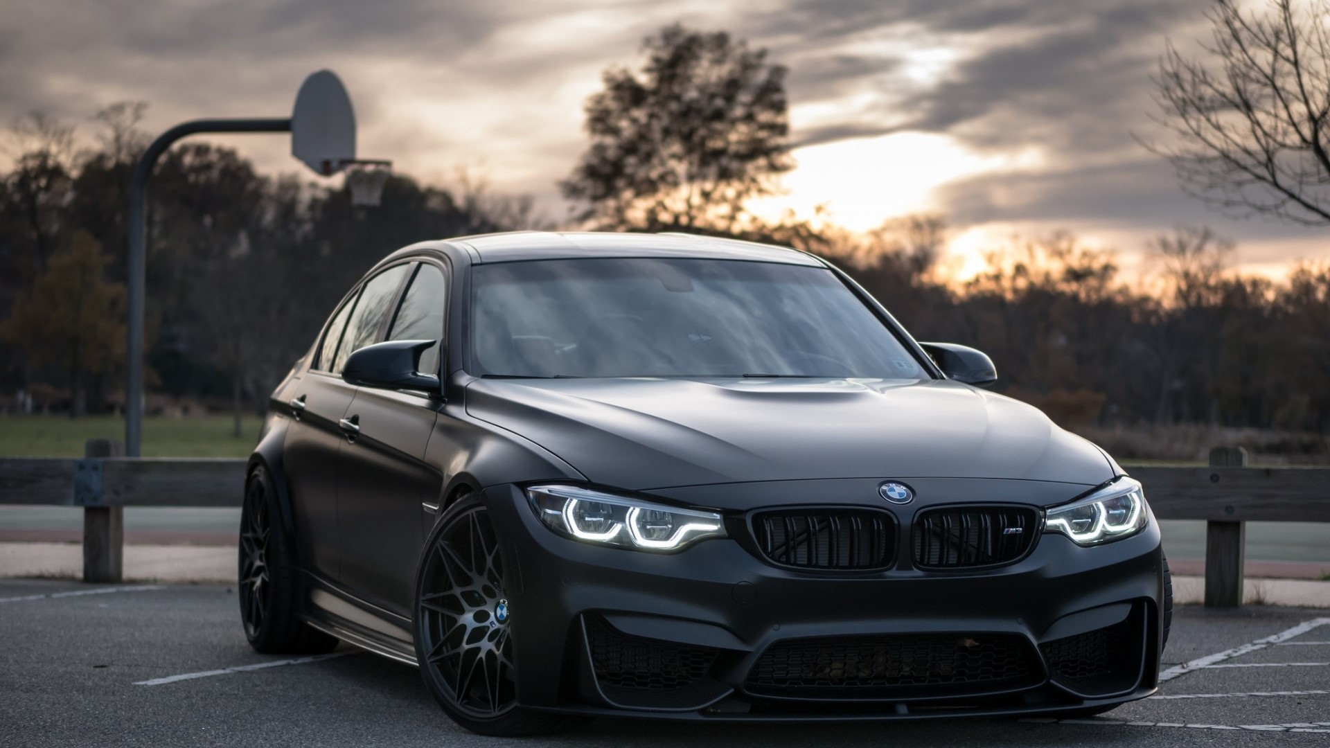 Matte Black BMW M3 Sedan with Custom Wheels HD Wallpaper