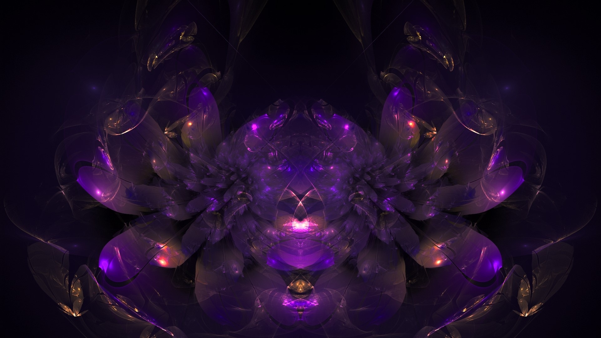 Purple and gold fractal art HD Wallpaper