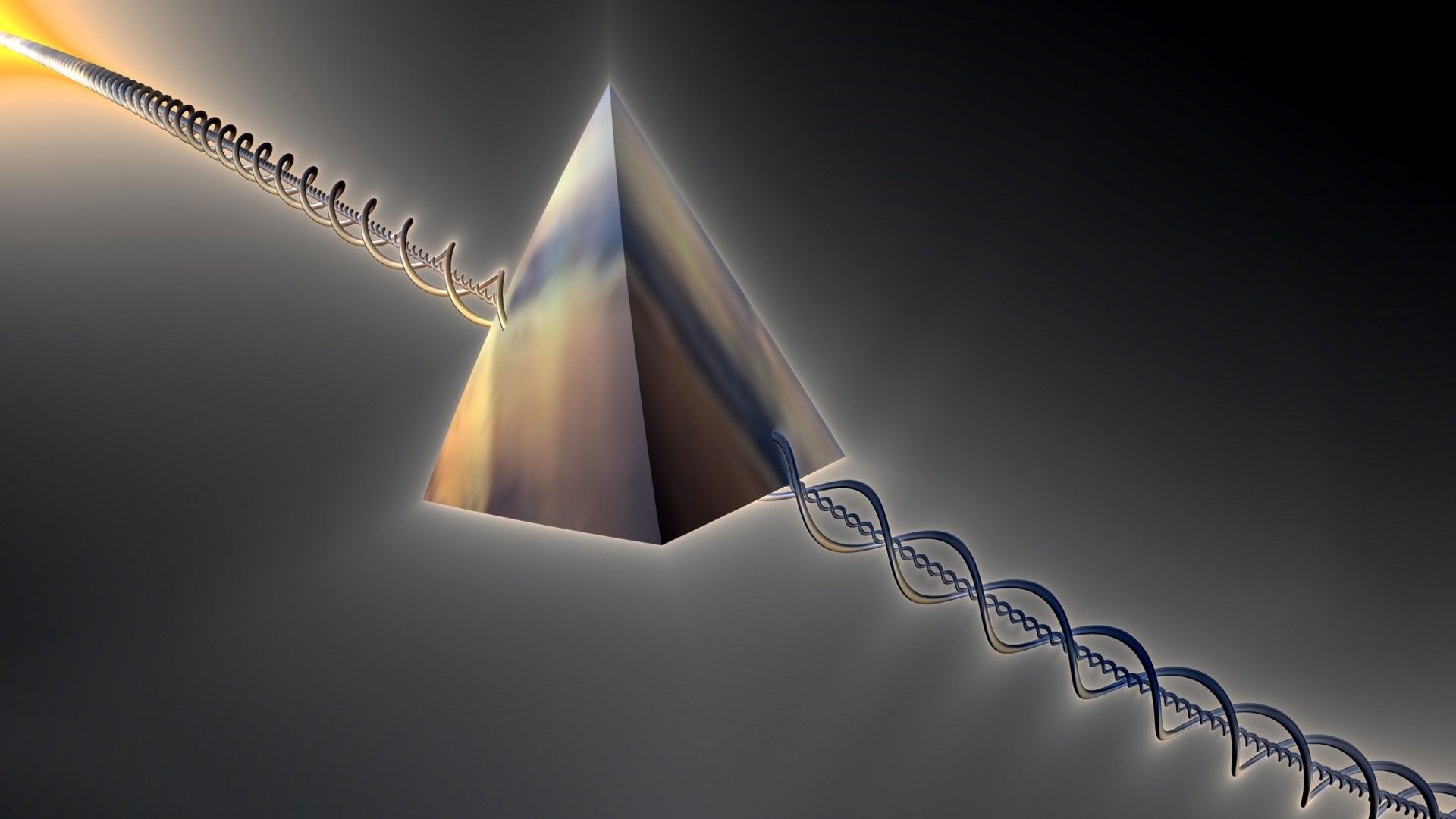 3D abstract DNA strand and prism HD Wallpaper