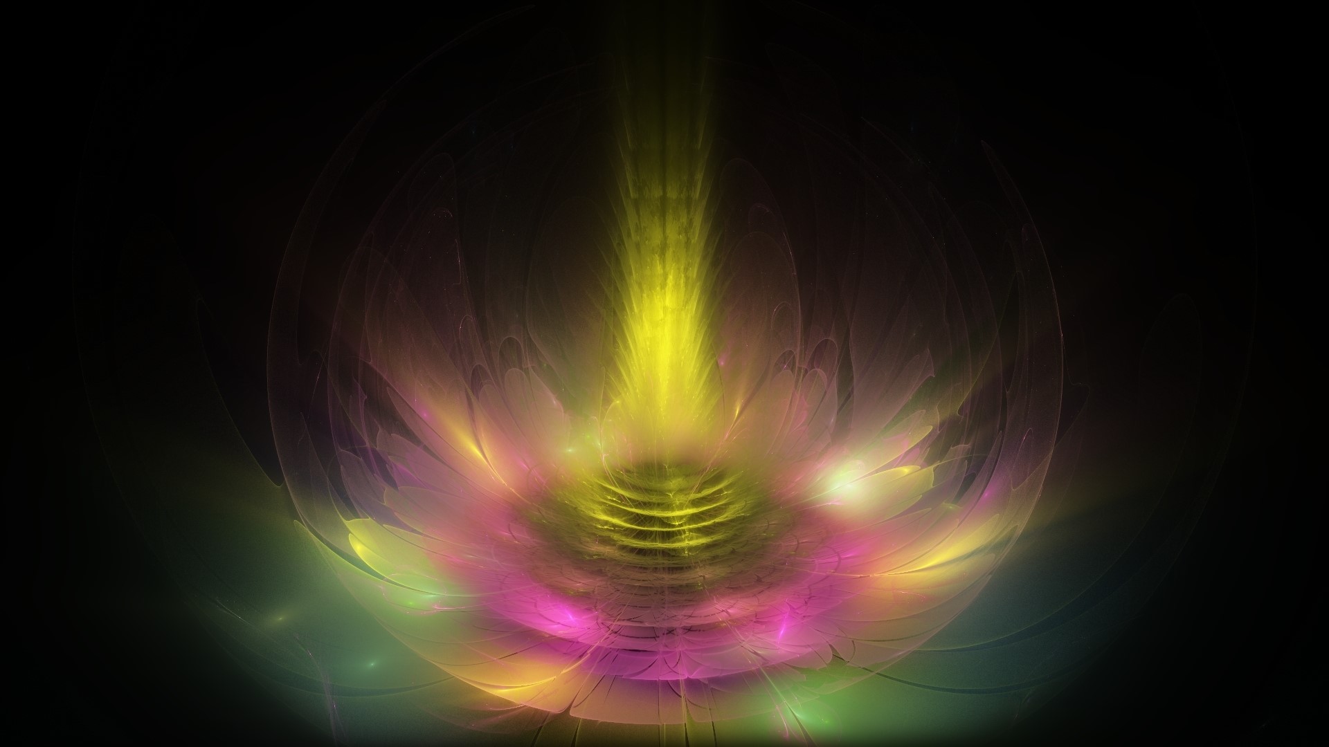 Abstract Fractal Bloom with Yellow Light HD Wallpaper