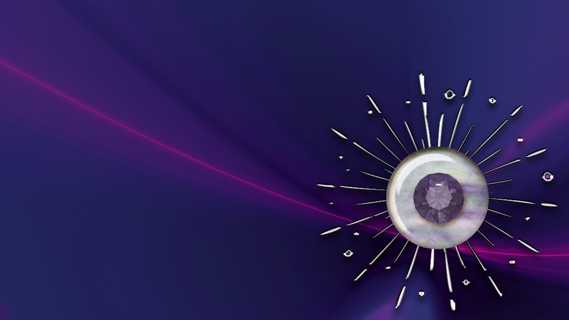 Abstract purple background with glowing lines and a jewel HD Wallpaper