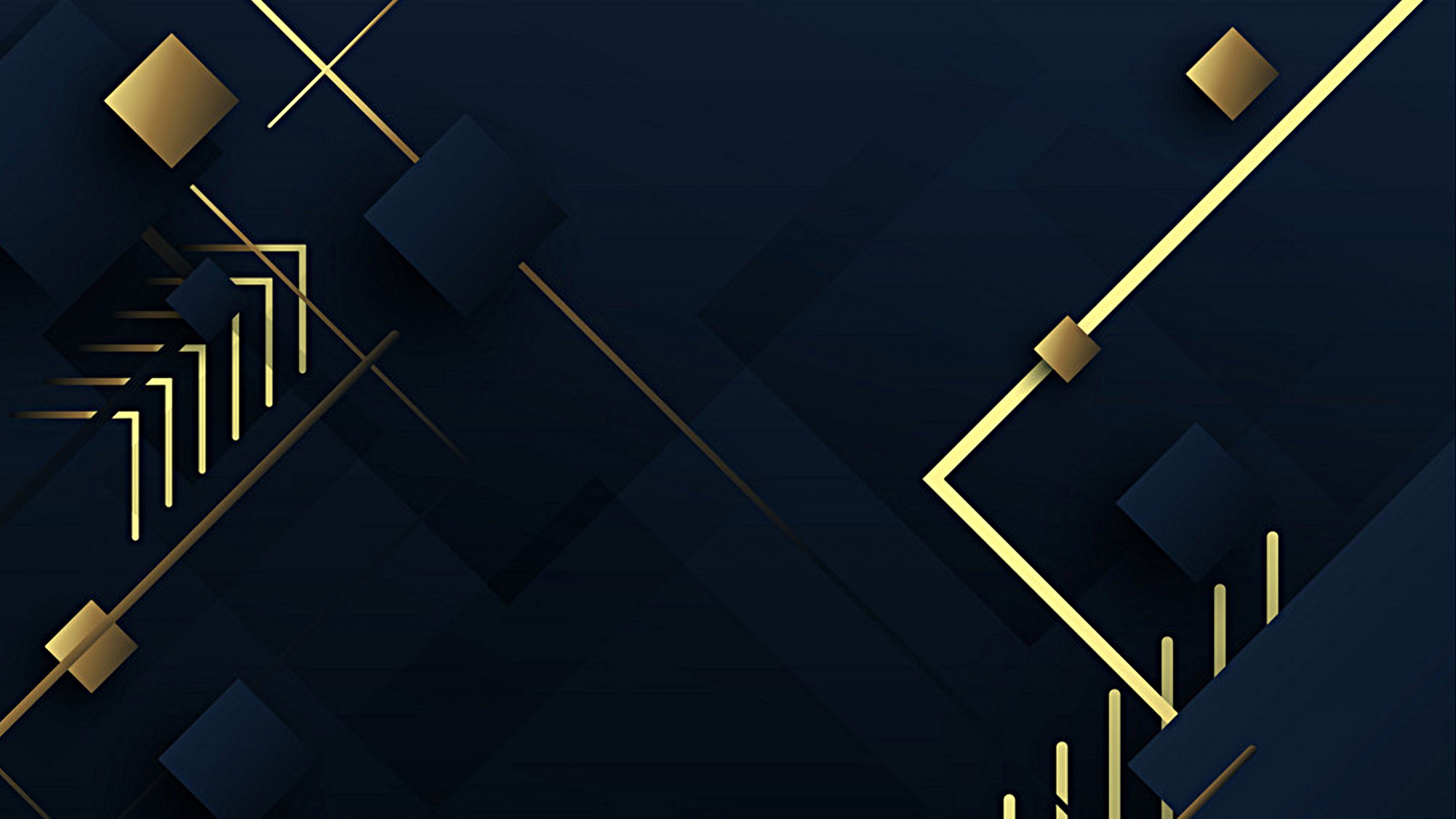 4K Abstract Geometric Dark Blue and Gold HD Wallpaper