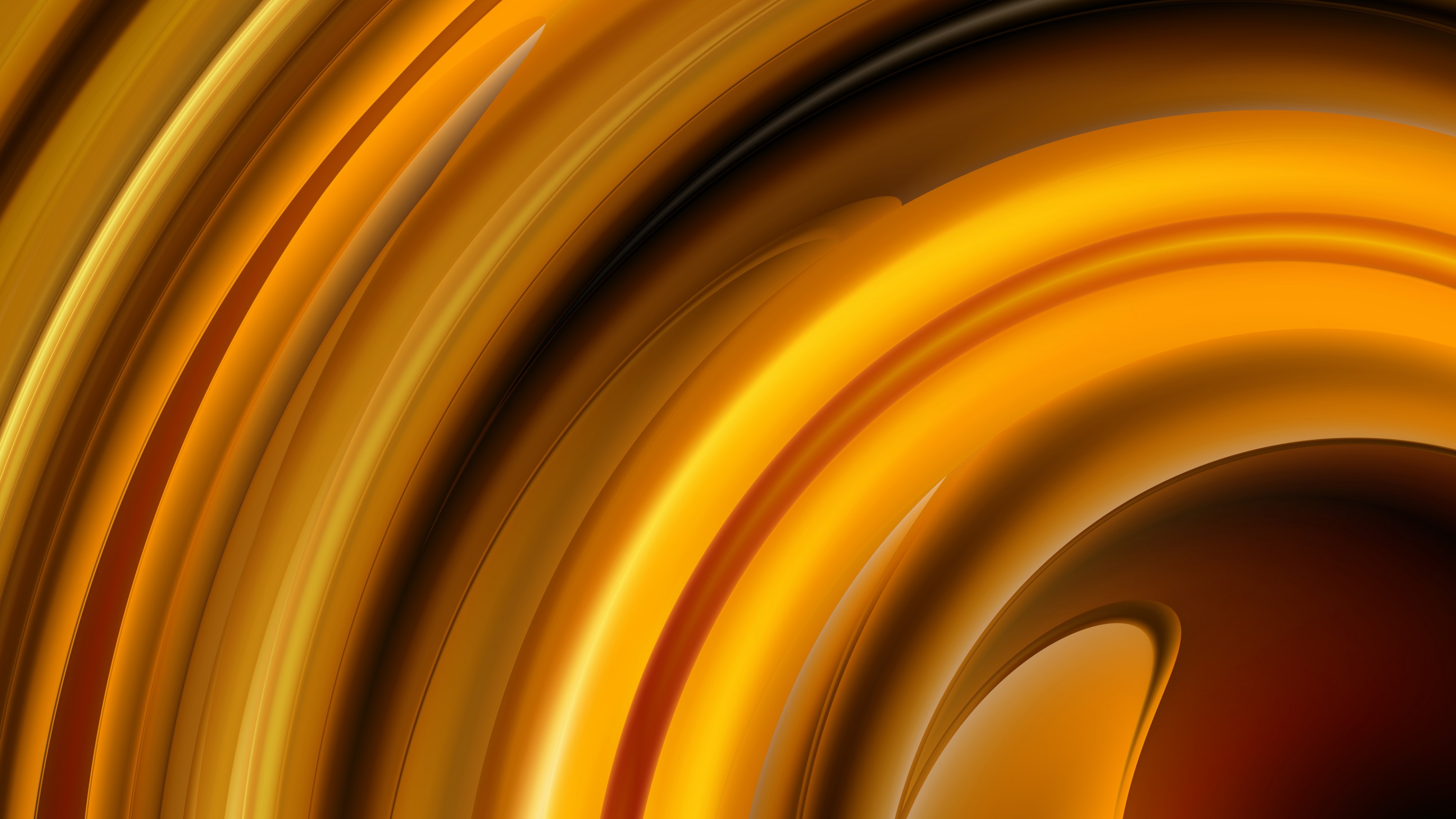 4K Abstract Golden Swirls HD Wallpaper
