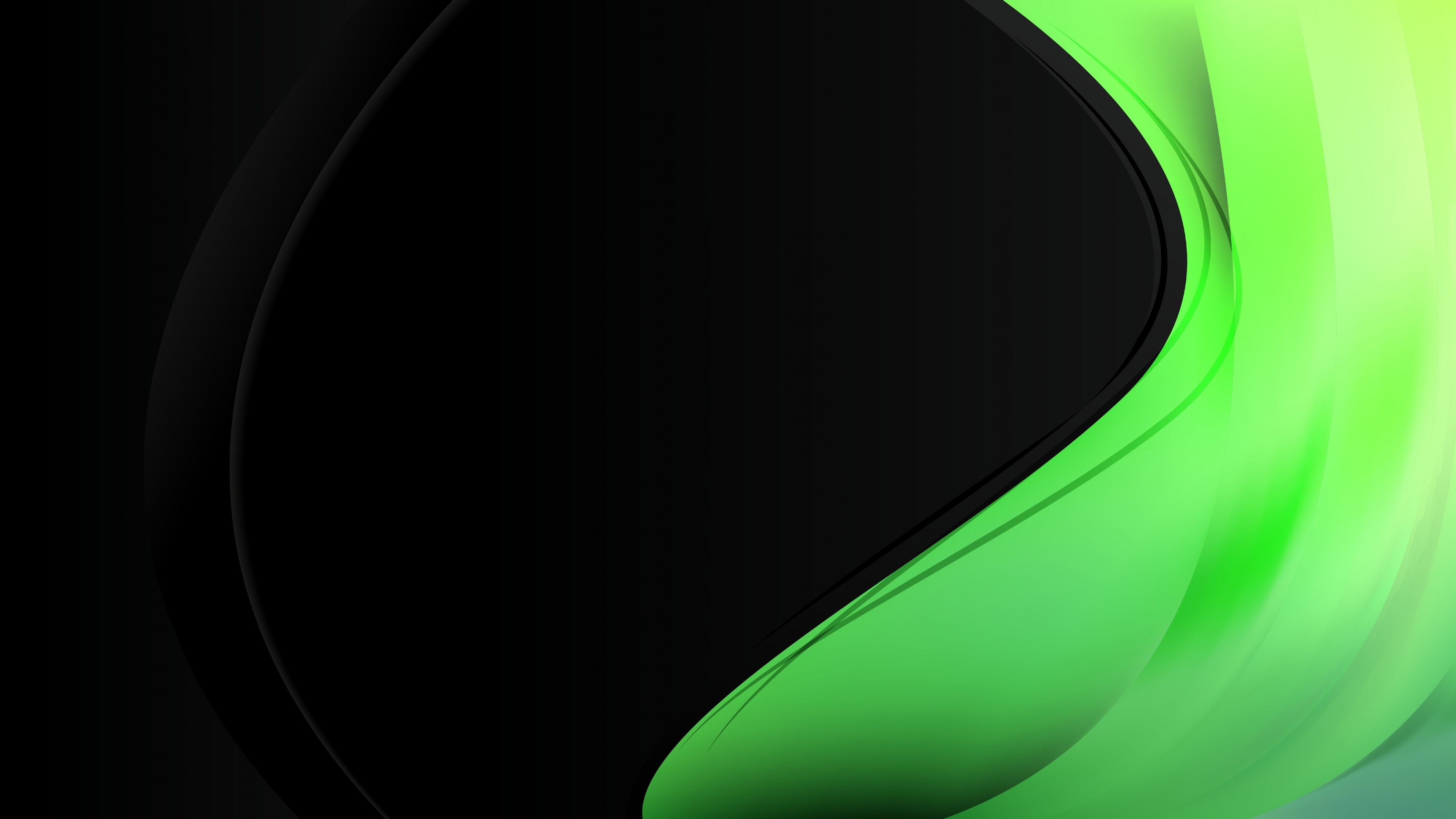 4K Abstract Black and Green Waves HD Wallpaper