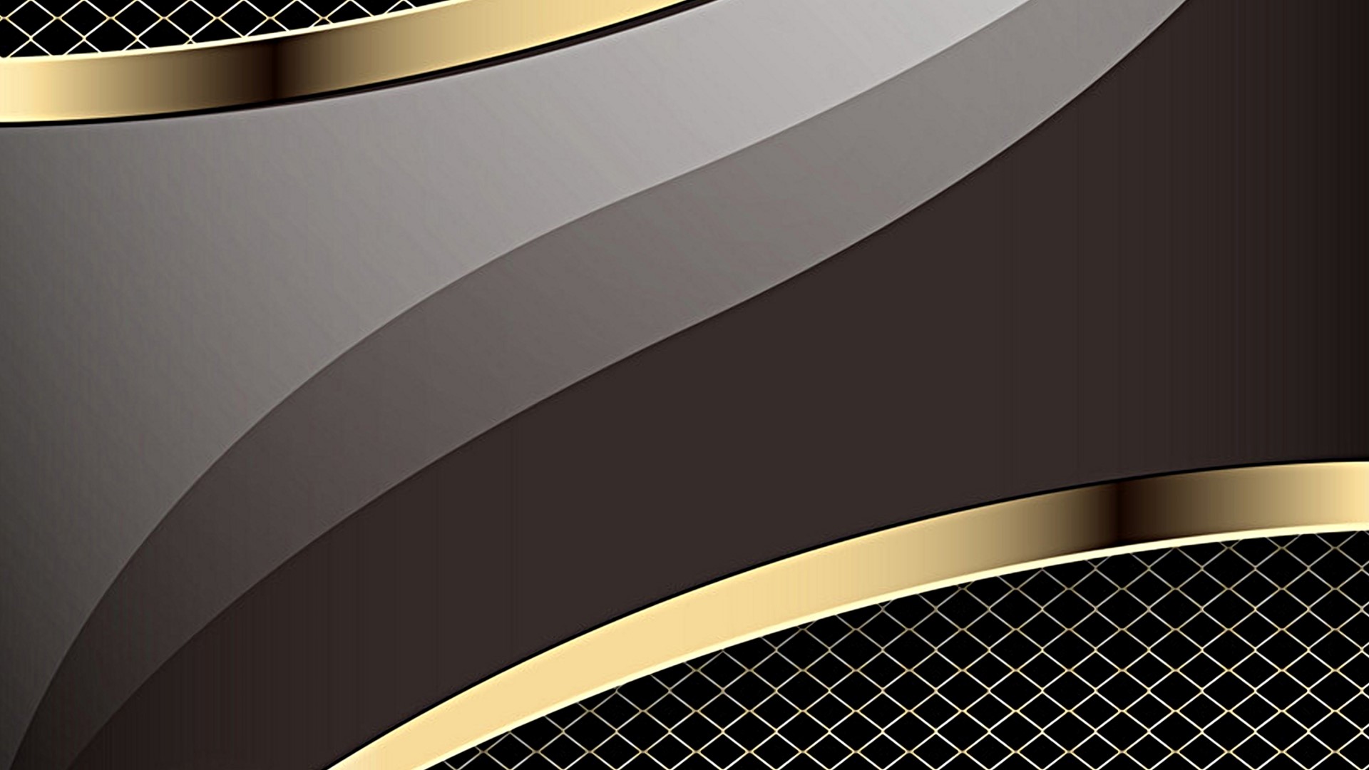 Abstract Gold and Gray Curves with Grid Pattern HD Wallpaper