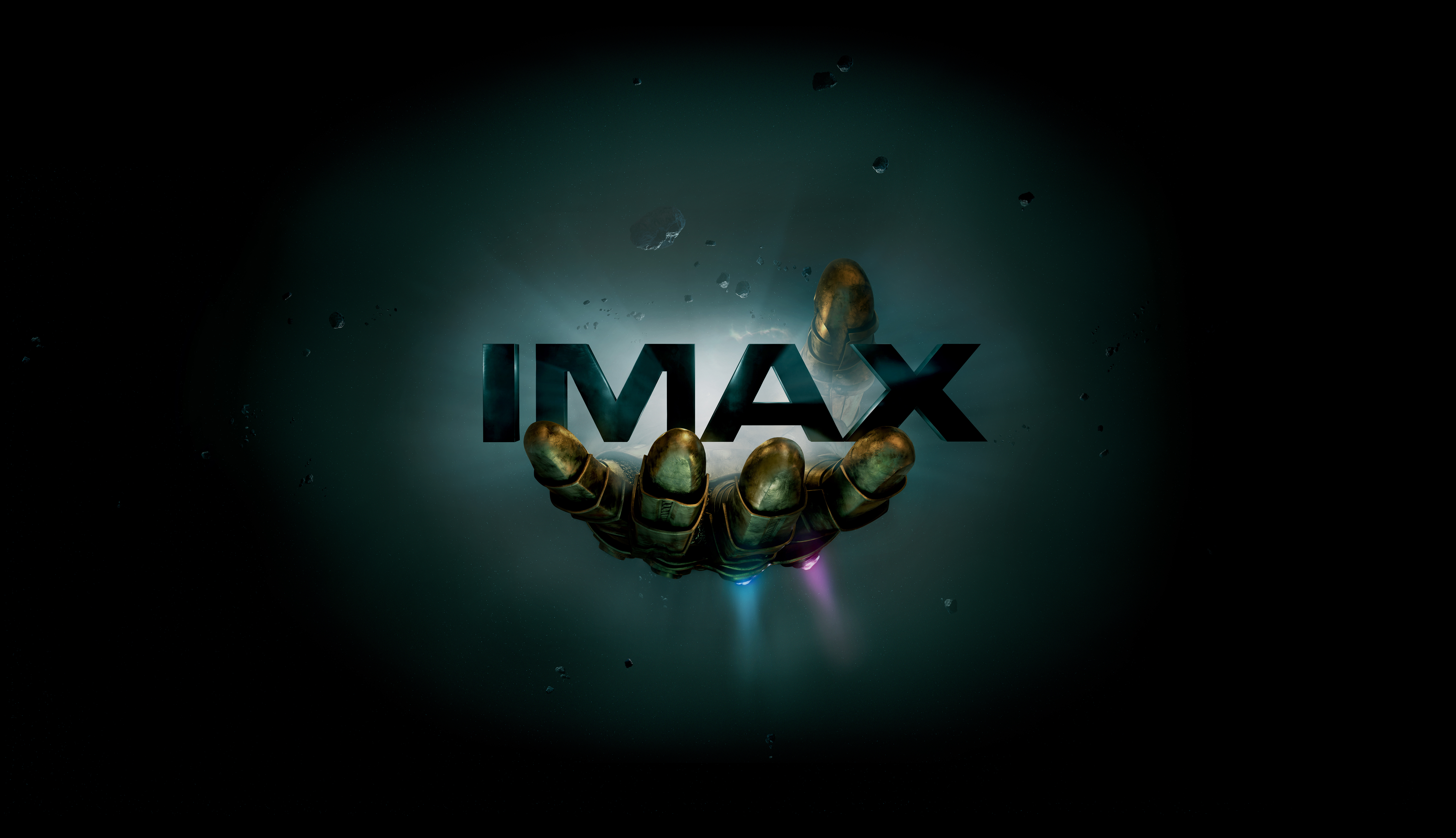 IMAX logo with Thanos's gauntlet from Avengers: Infinity War HD Wallpaper